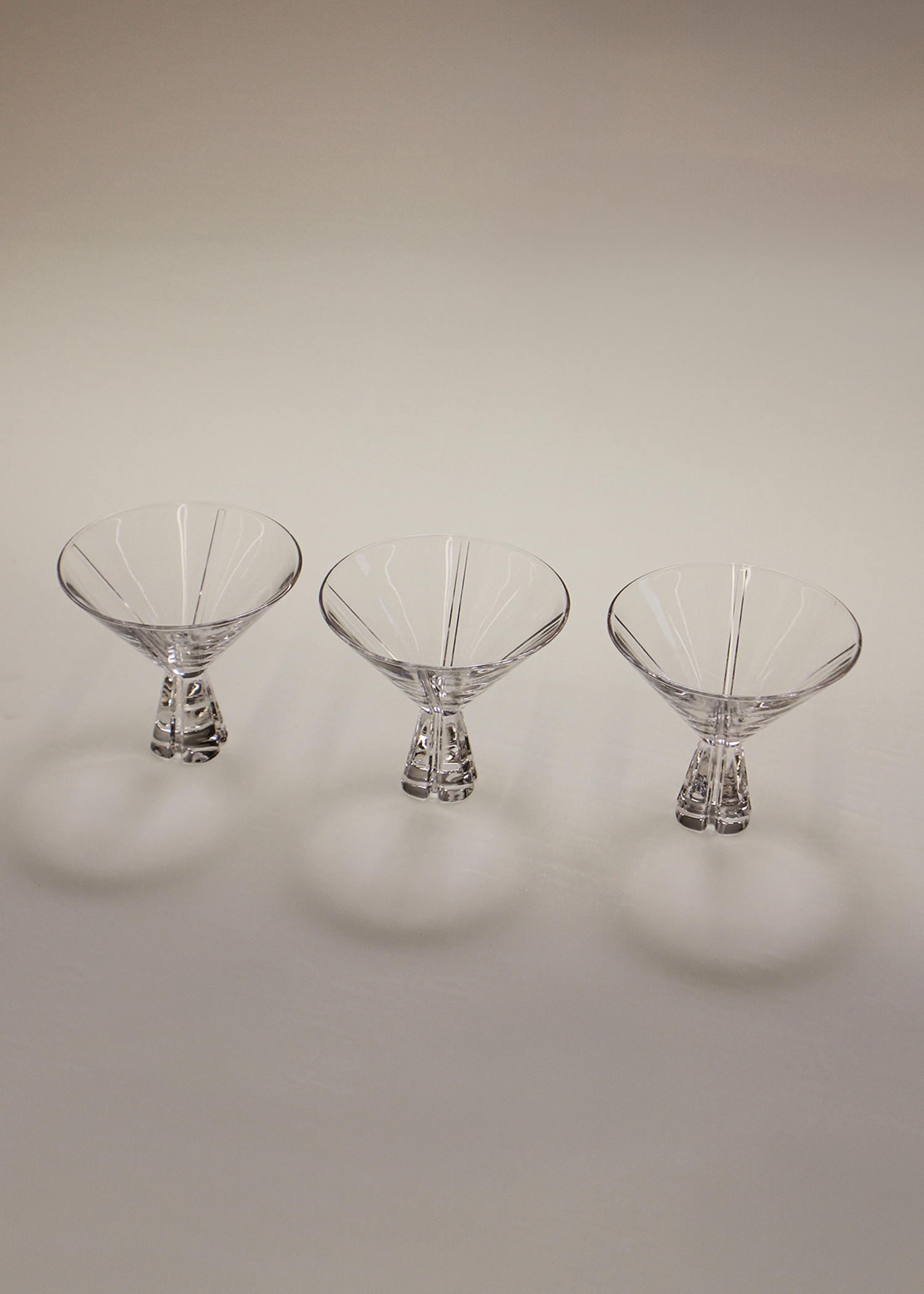 (3) Vintage Crystal Martini Glasses