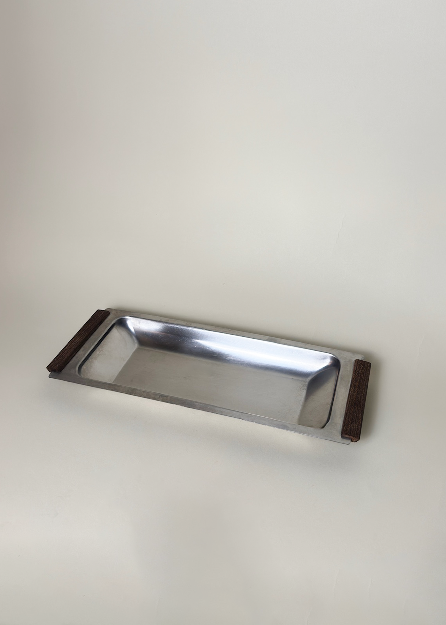 Stainless Steel Tray with Teak Handles