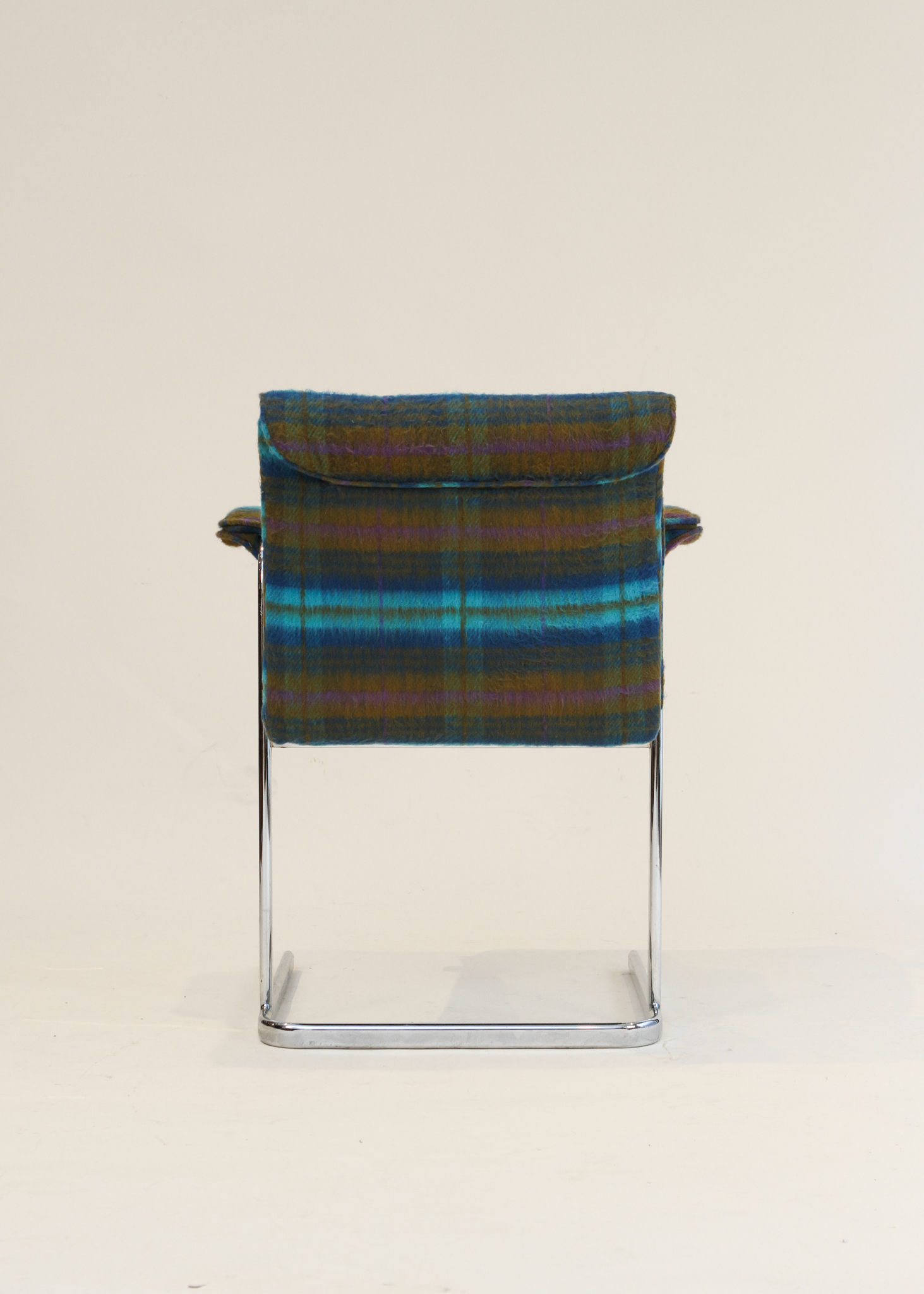 Vintage Delphi Plaid Wool Chrome Chair