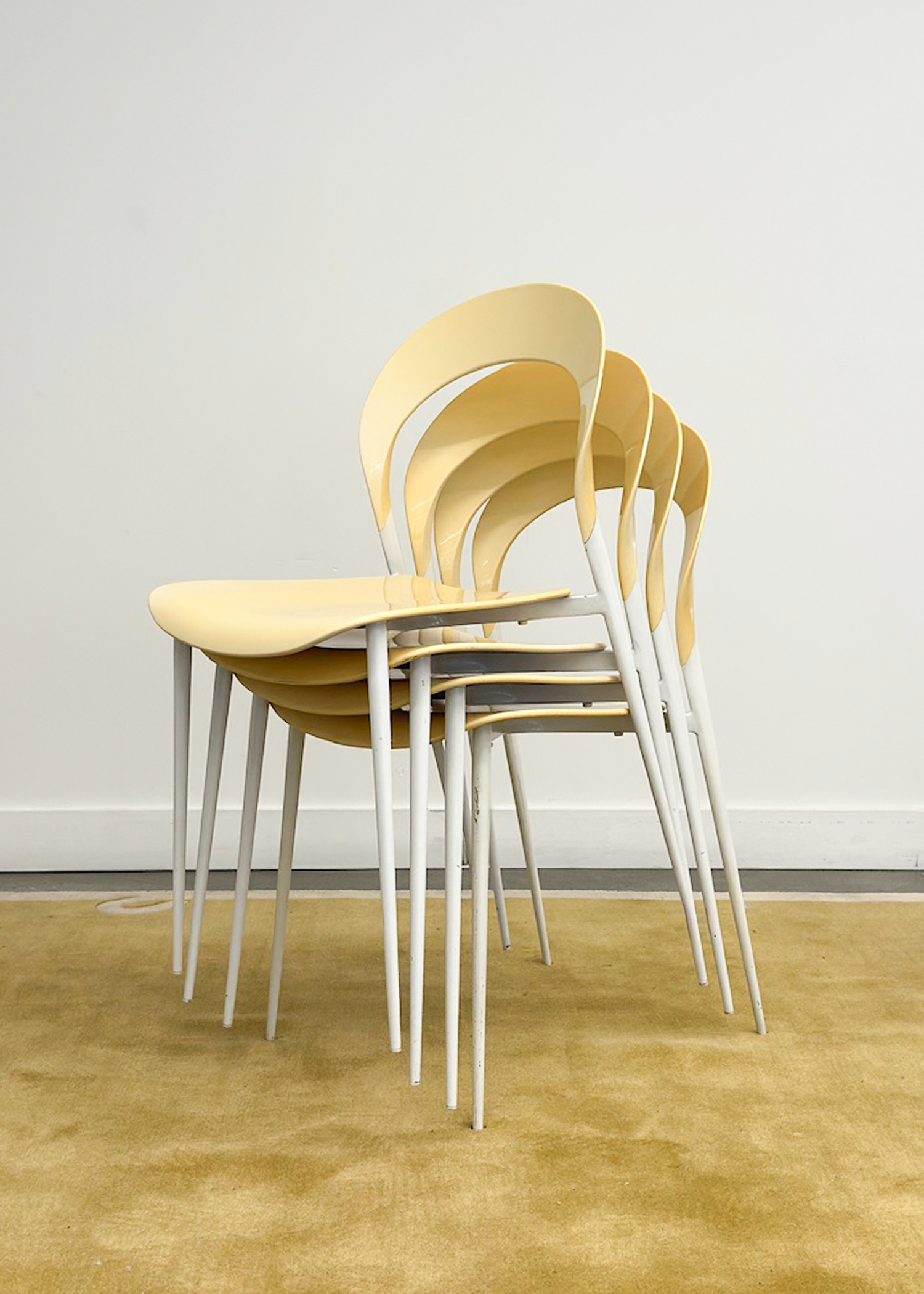 Stackable Butter Yellow Patio Chairs (4)