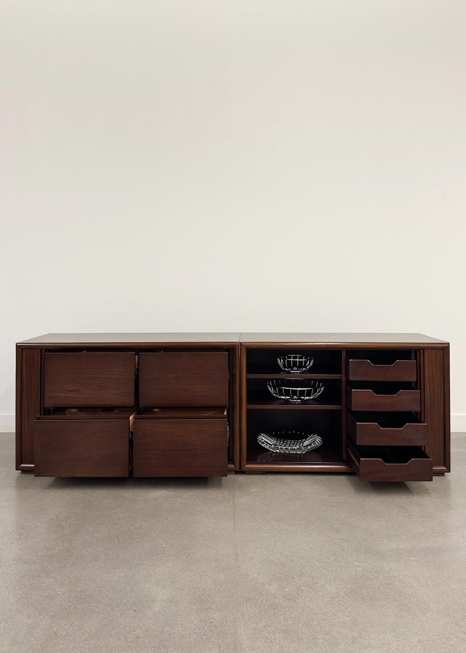 Teak Veneer Accordion Door Credenza