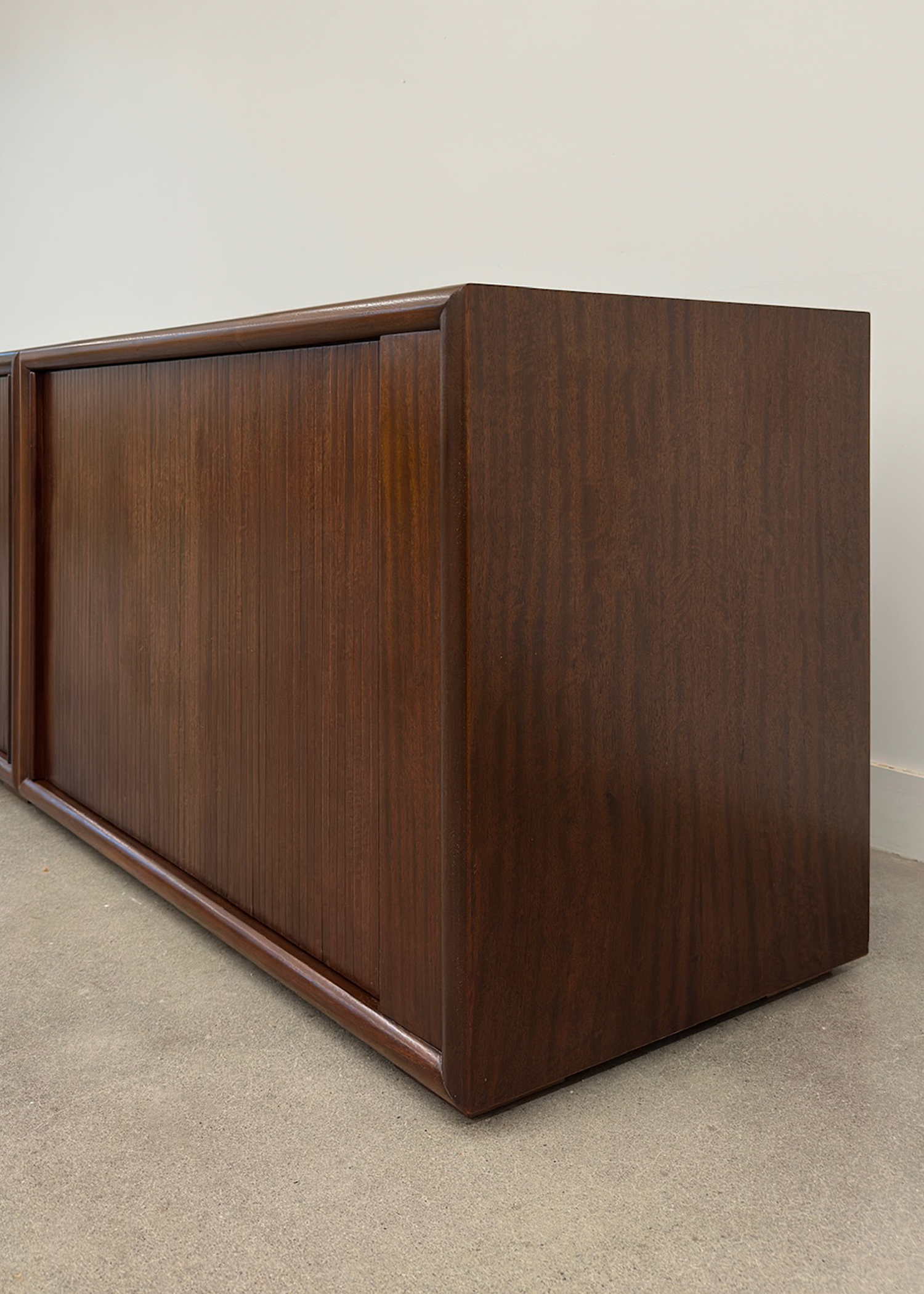 Teak Veneer Accordion Door Credenza