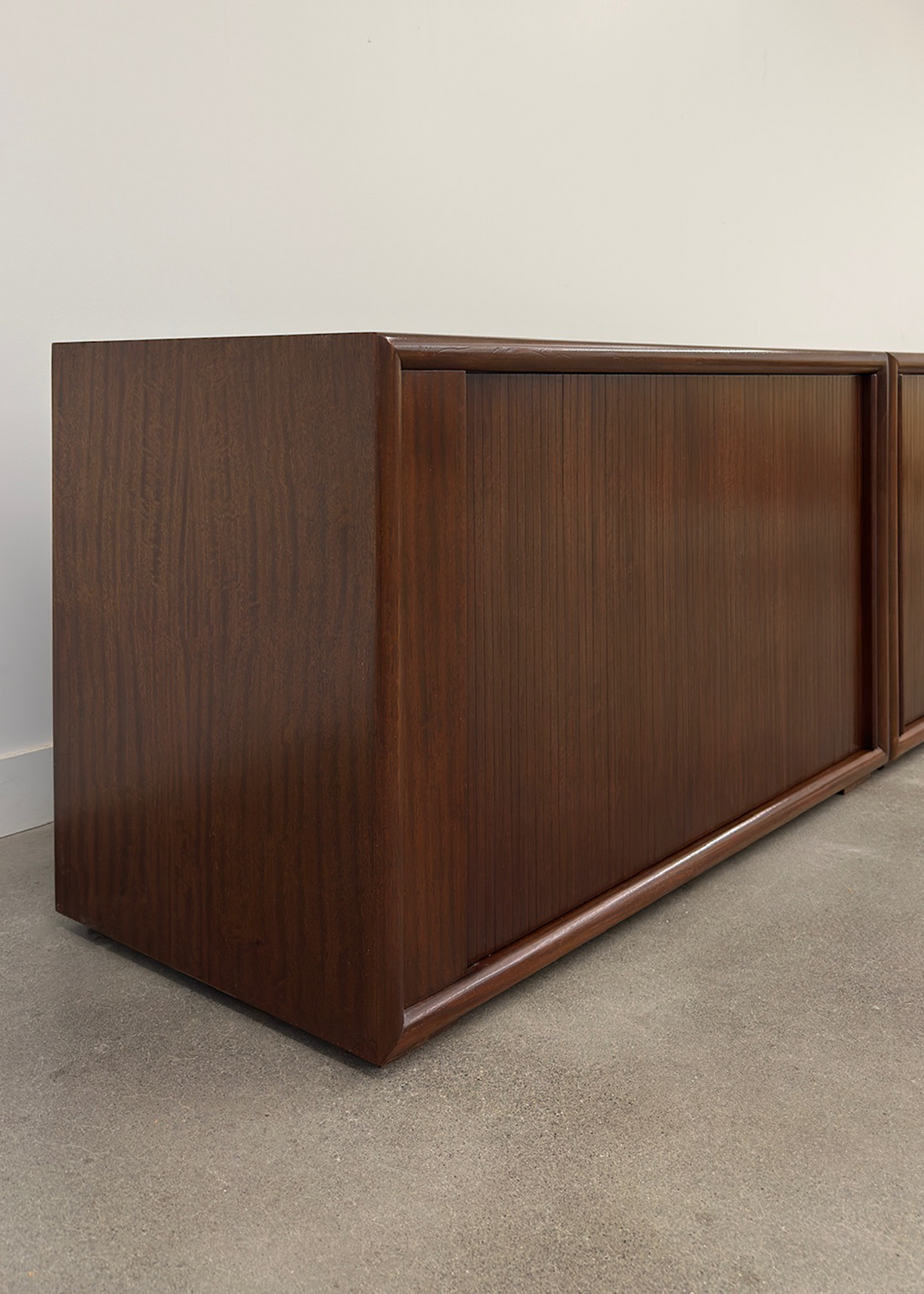 Teak Veneer Accordion Door Credenza