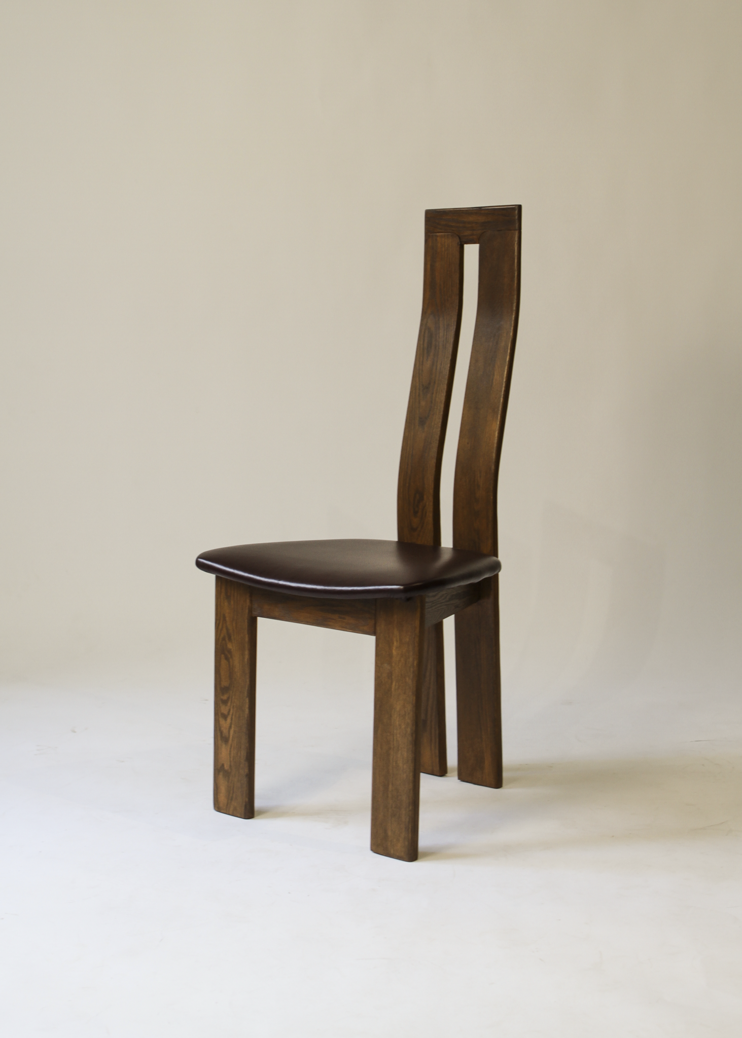 (6) Stained oak dining chairs