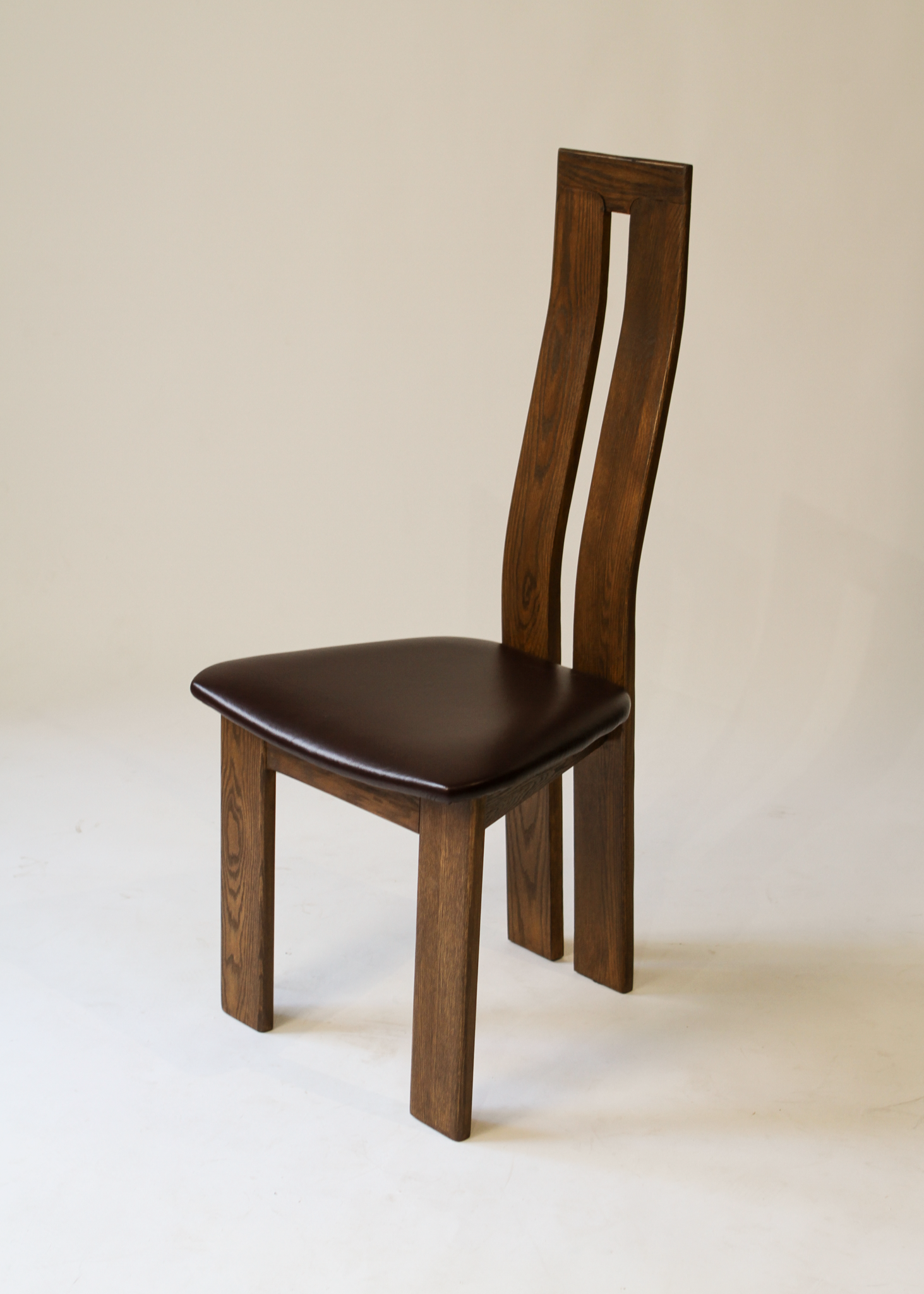 (6) Stained oak dining chairs