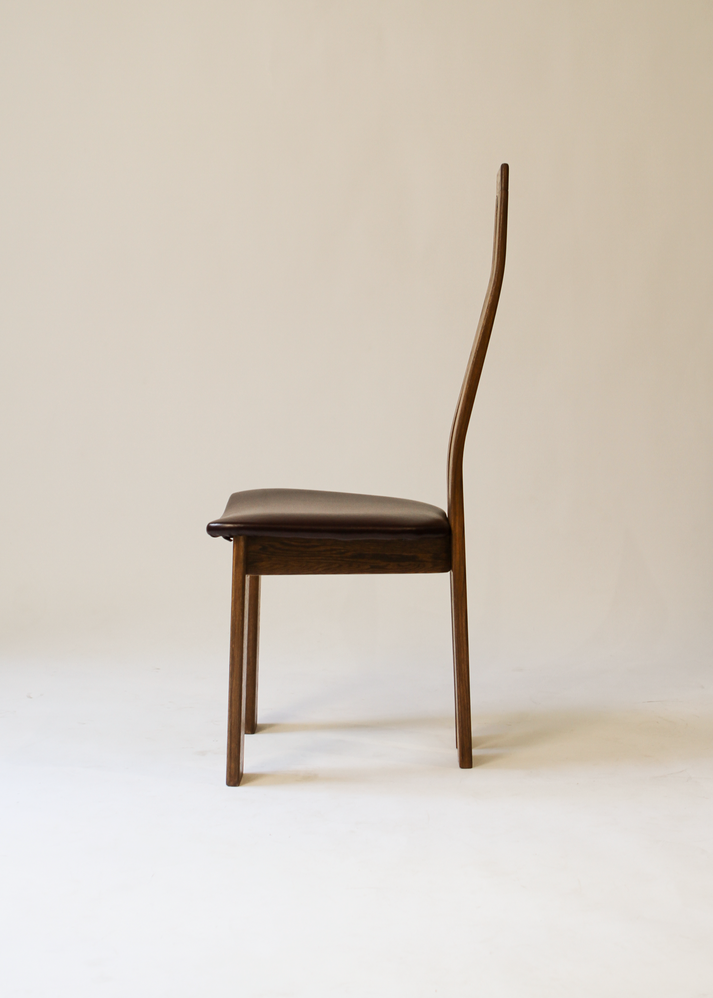 (6) Stained oak dining chairs