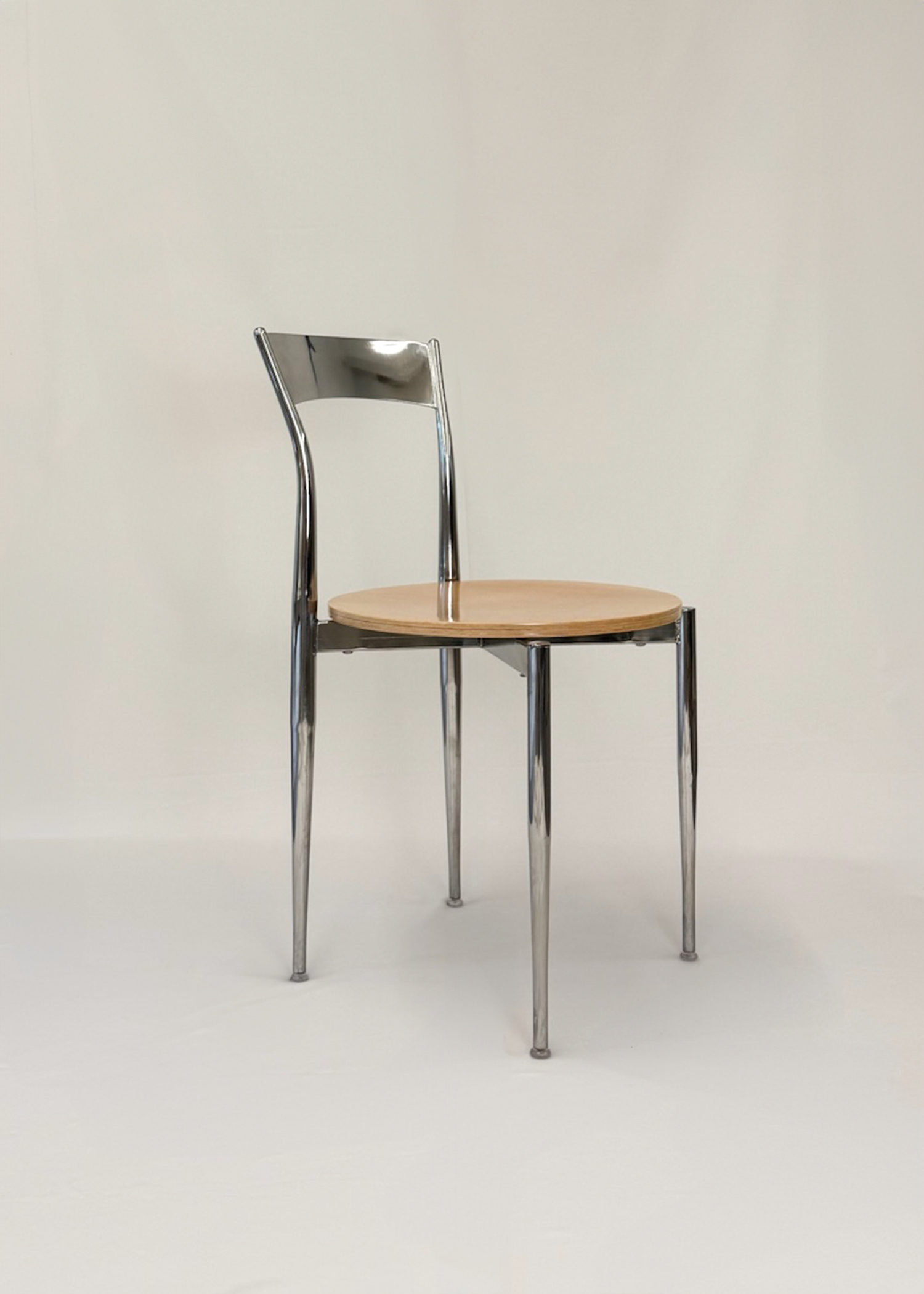 Contemporary Chrome and Maple Chair
