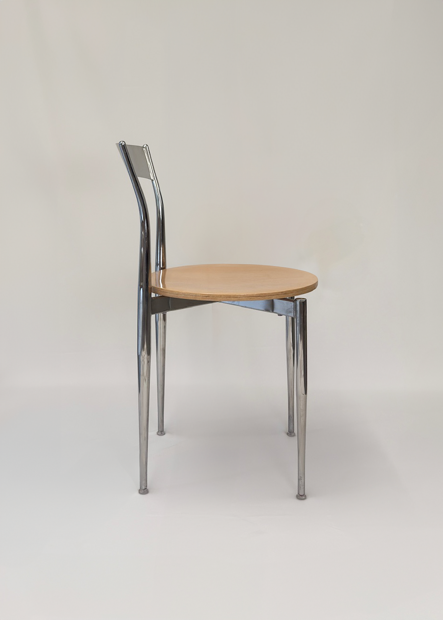 Contemporary Chrome and Maple Chair
