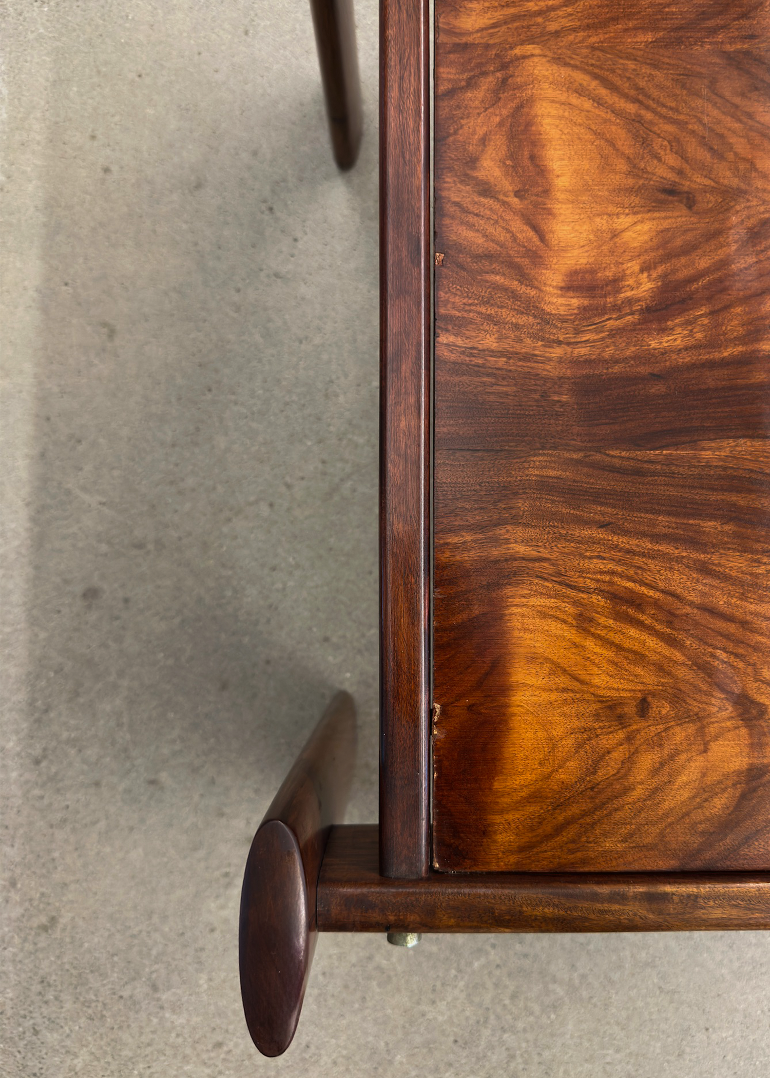 Butter Yellow Tile / Rosewood Veneer Reversible Side Table