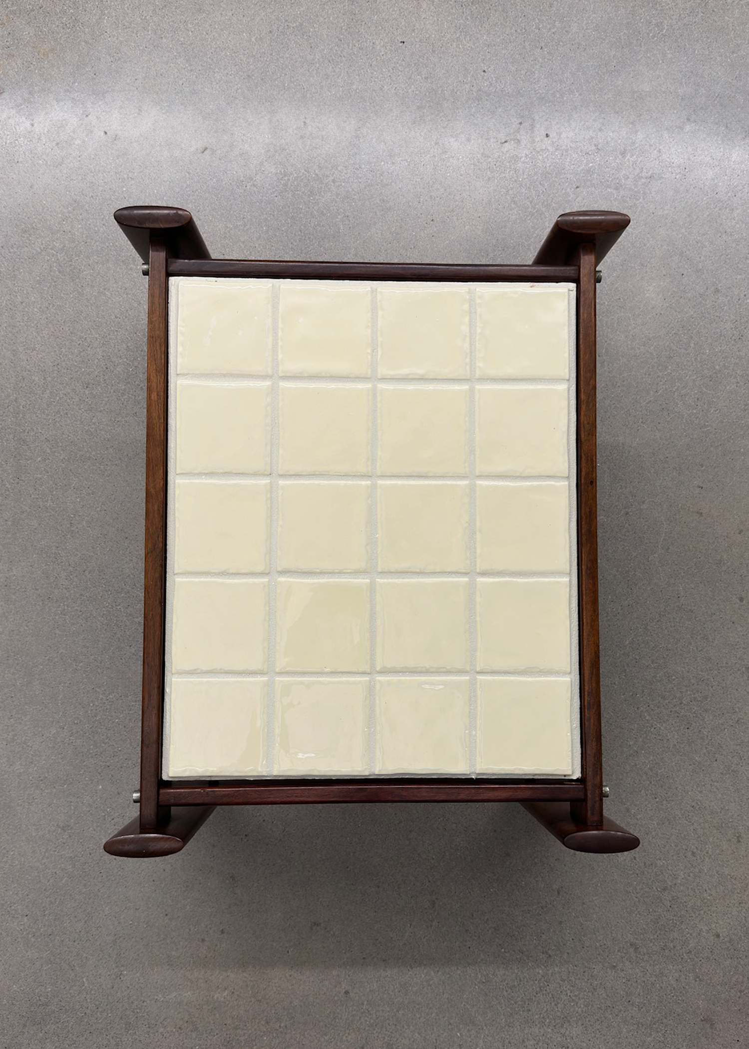 Butter Yellow Tile / Rosewood Veneer Reversible Side Table
