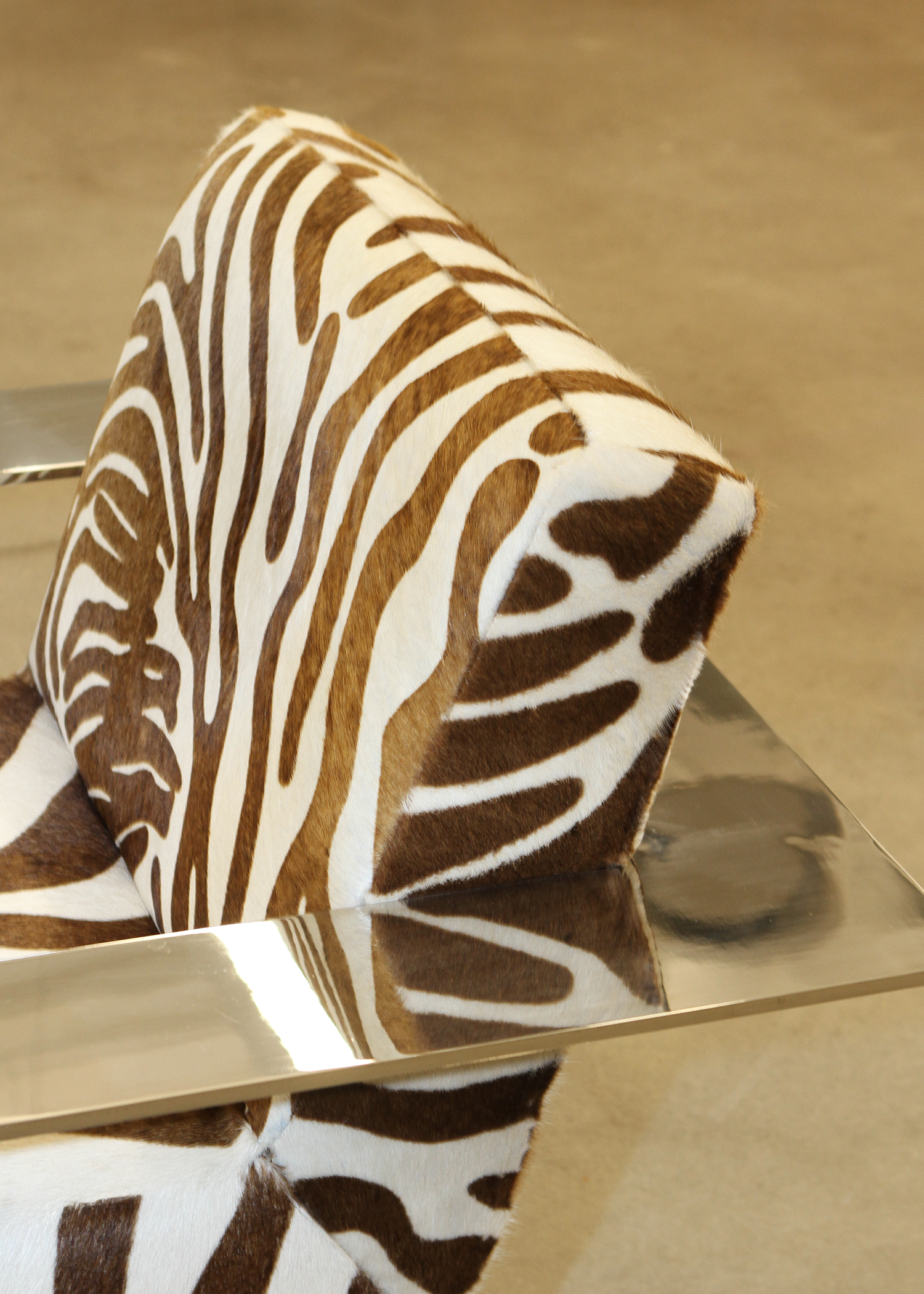 Cantilever Cowhide Accent Chair with Chrome Frame