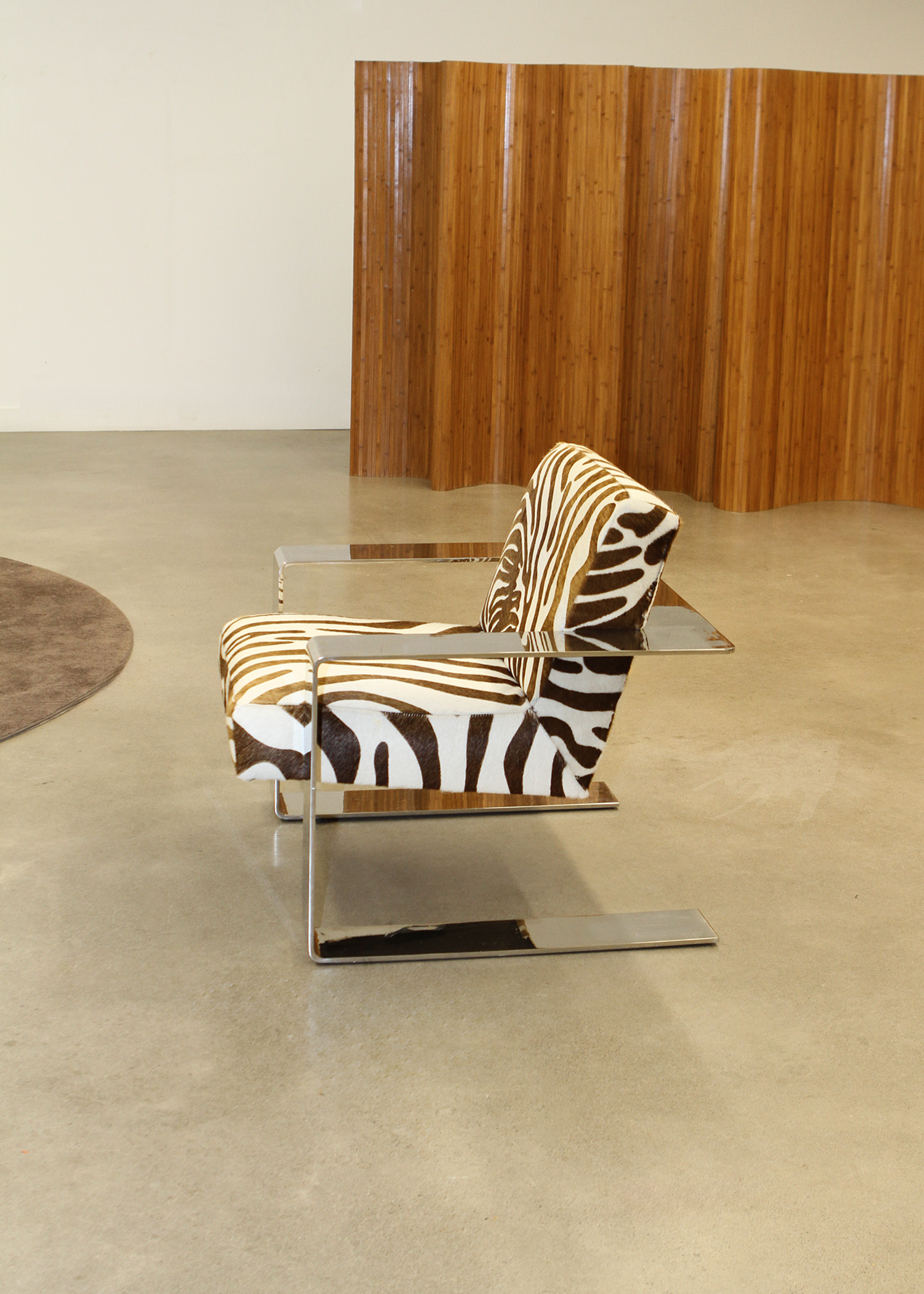 Cantilever Cowhide Accent Chair with Chrome Frame