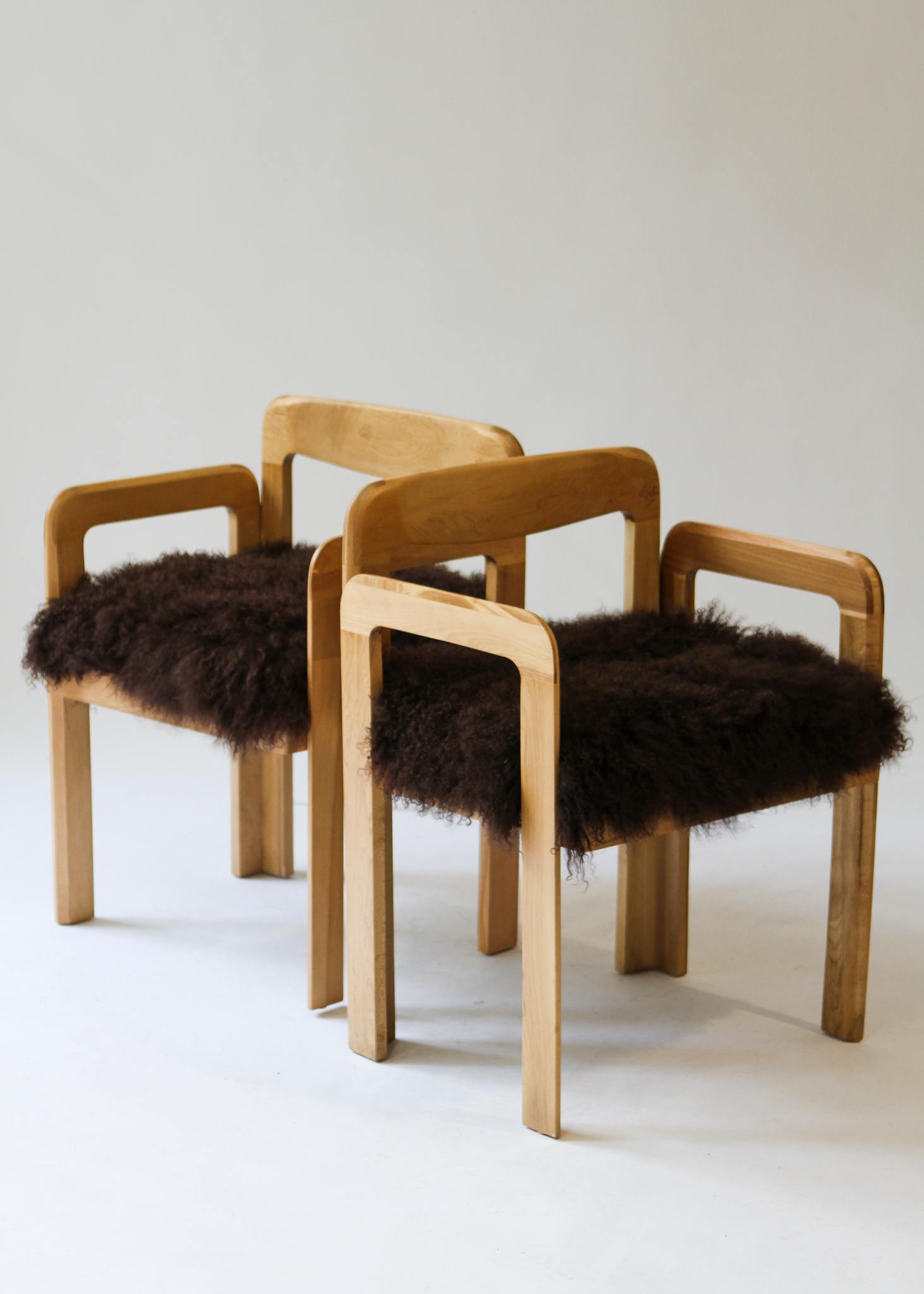 (2) Mongolian Sheepskin Armchairs
