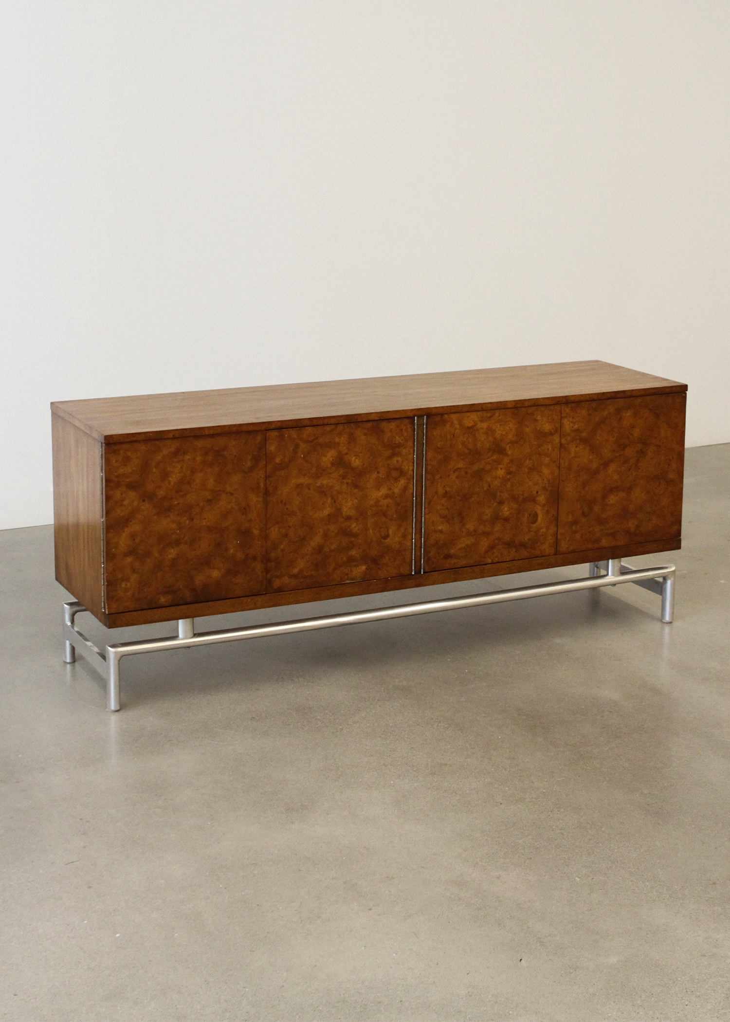 Vintage Burlwood and Walnut Veneer Credenza