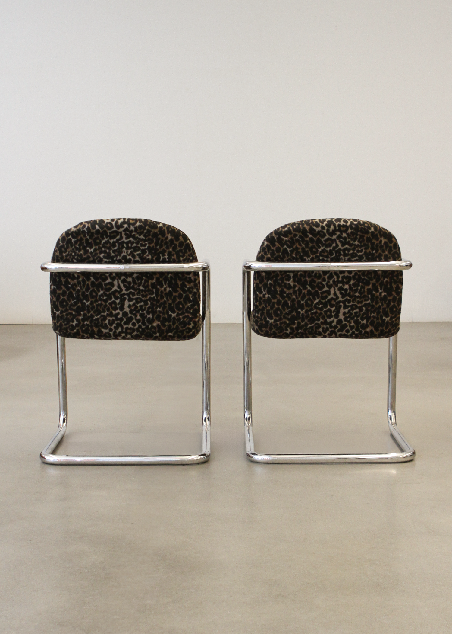 Leopard Print Chrome Cantaliever chair