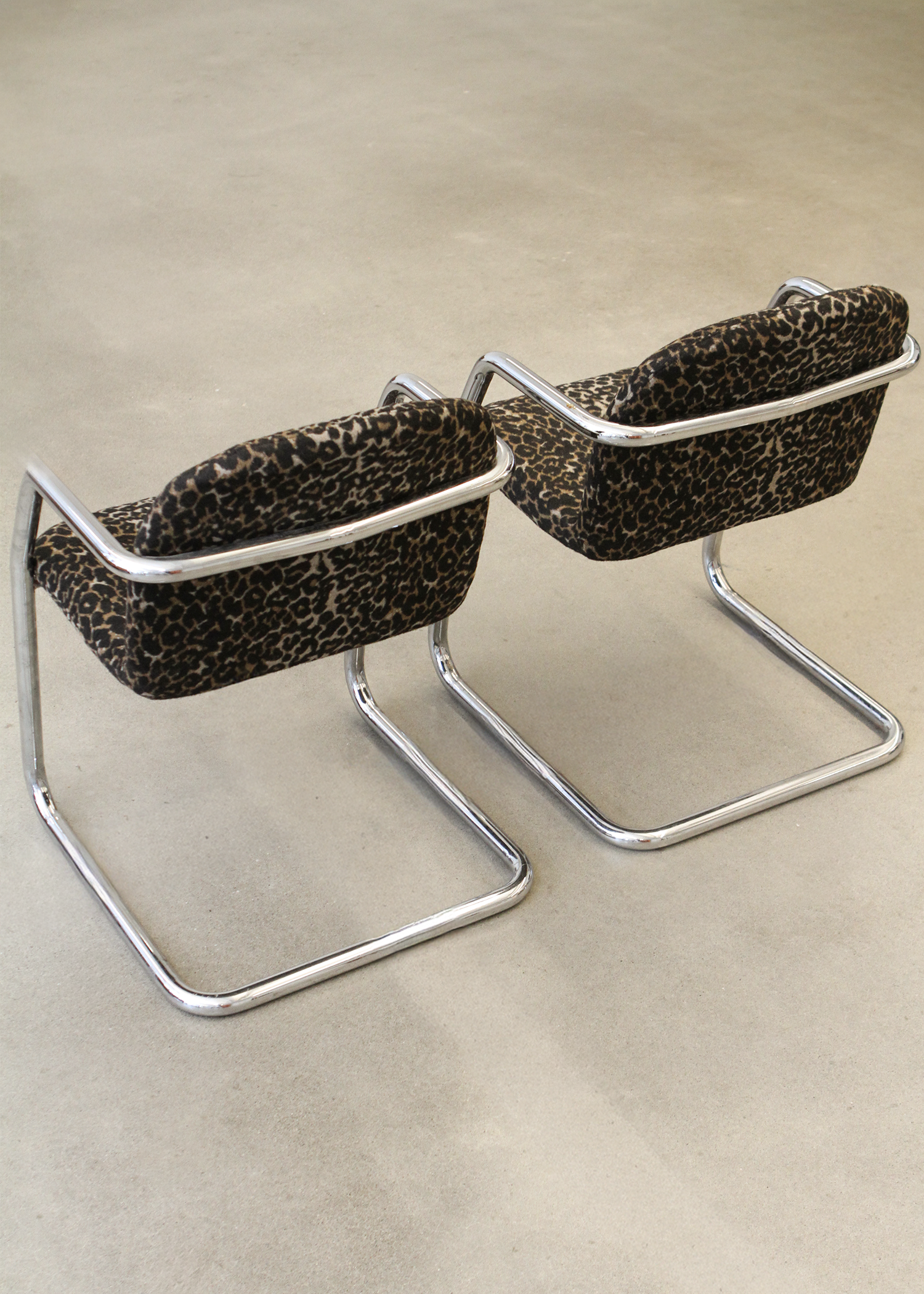 Leopard Print Chrome Cantaliever chair