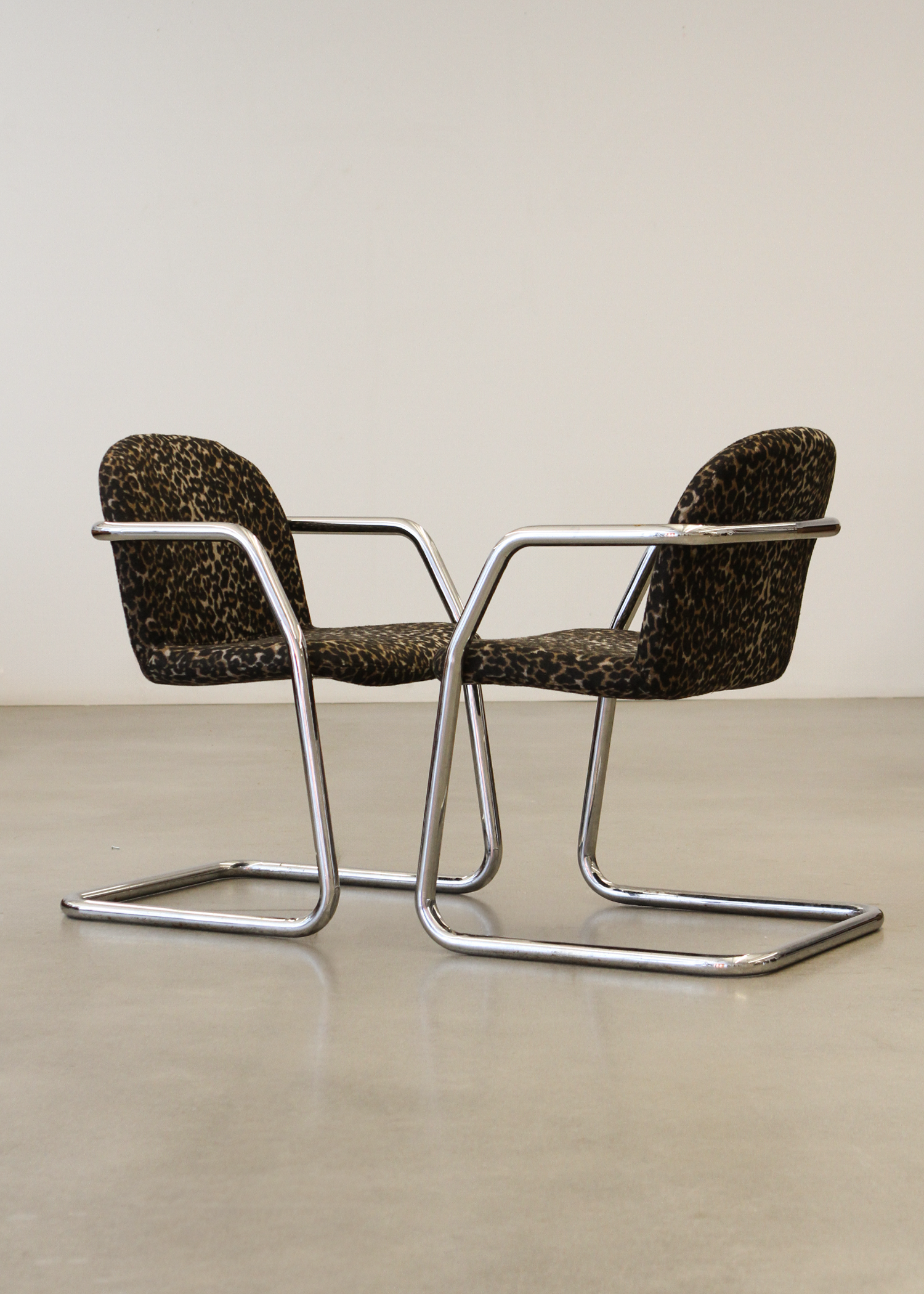 Leopard Print Chrome Cantaliever chair