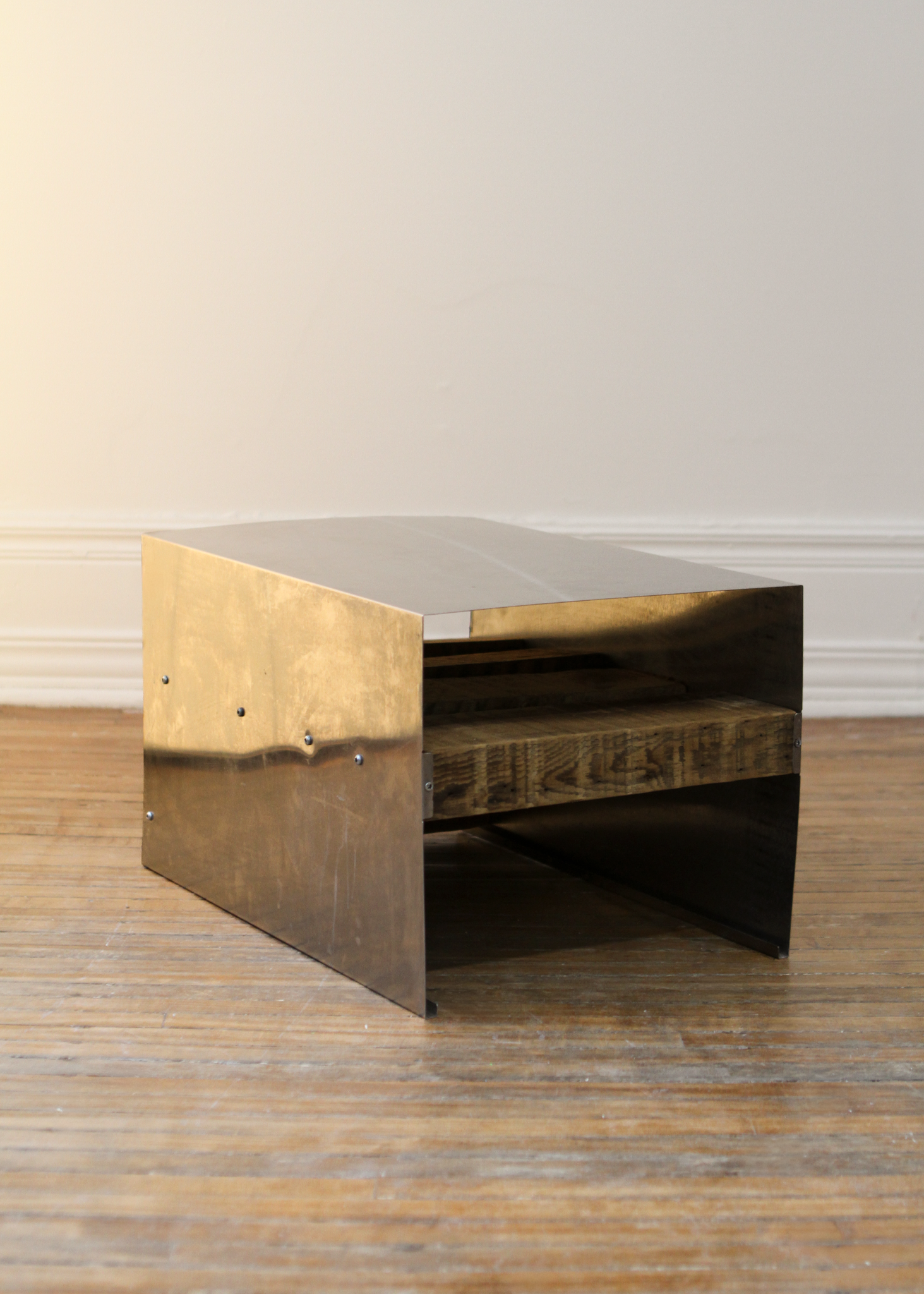 Steel and reclaimed Wood Side Table