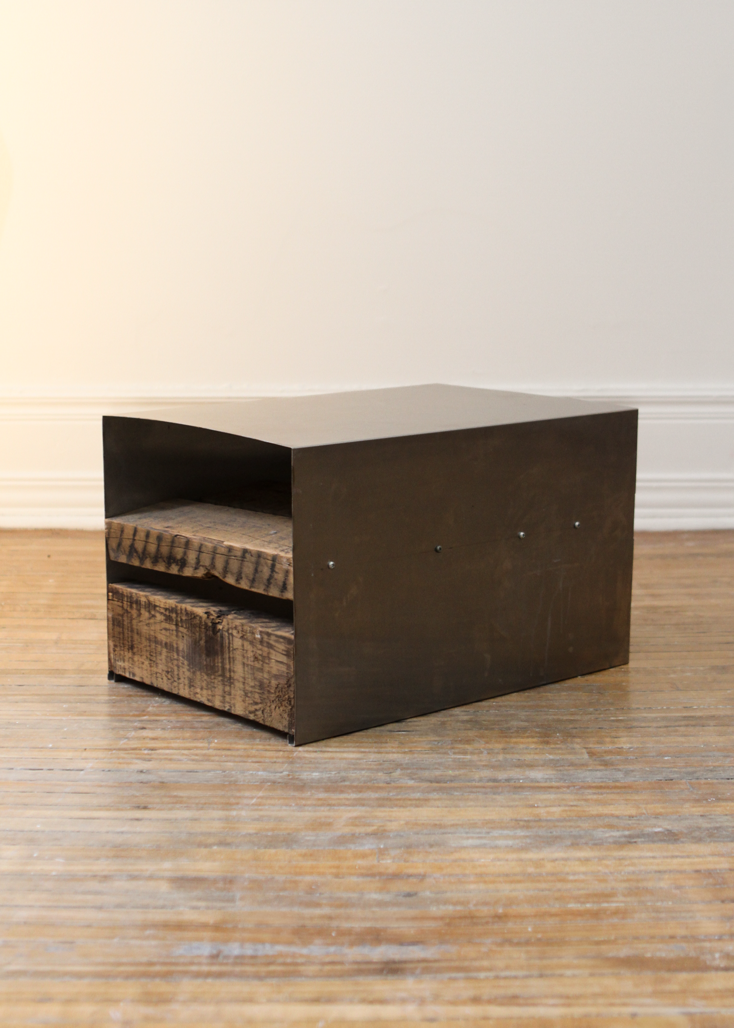 Steel and reclaimed Wood Side Table
