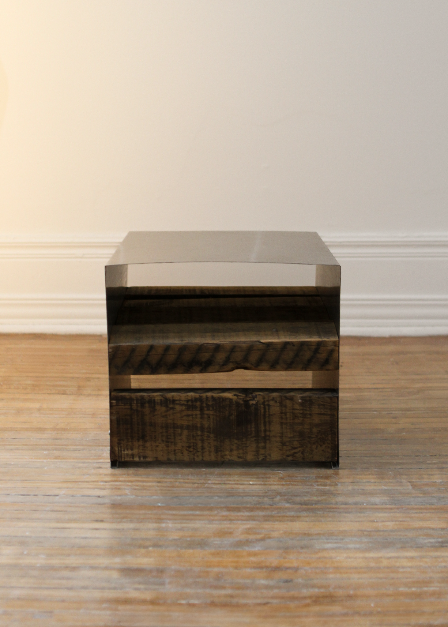 Steel and reclaimed Wood Side Table