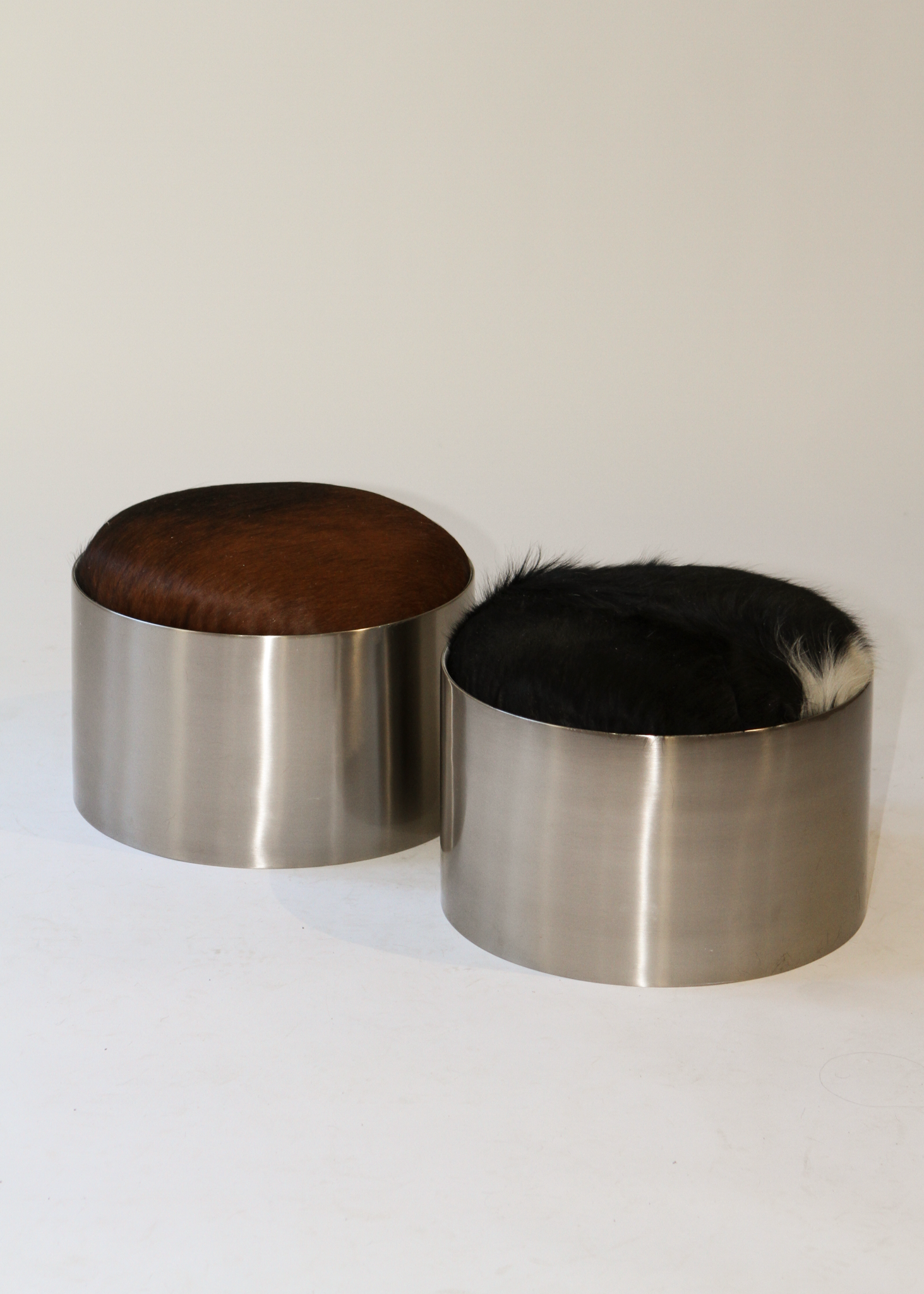 Brown Cowhide Footstool