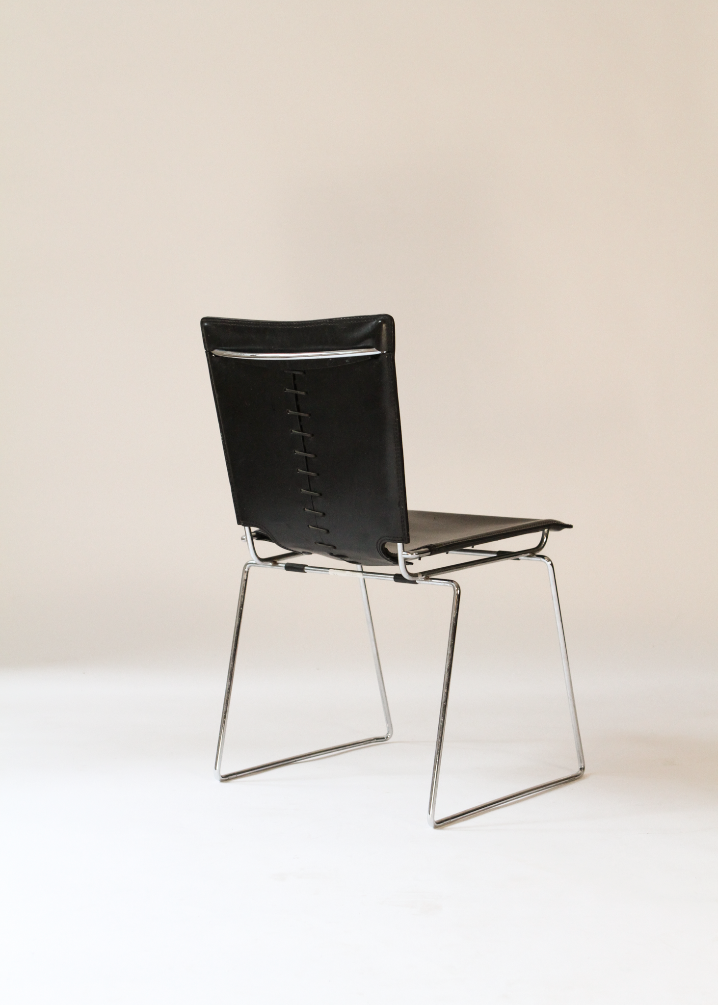 (2) Pelle Leather and Chrome Dining Chairs