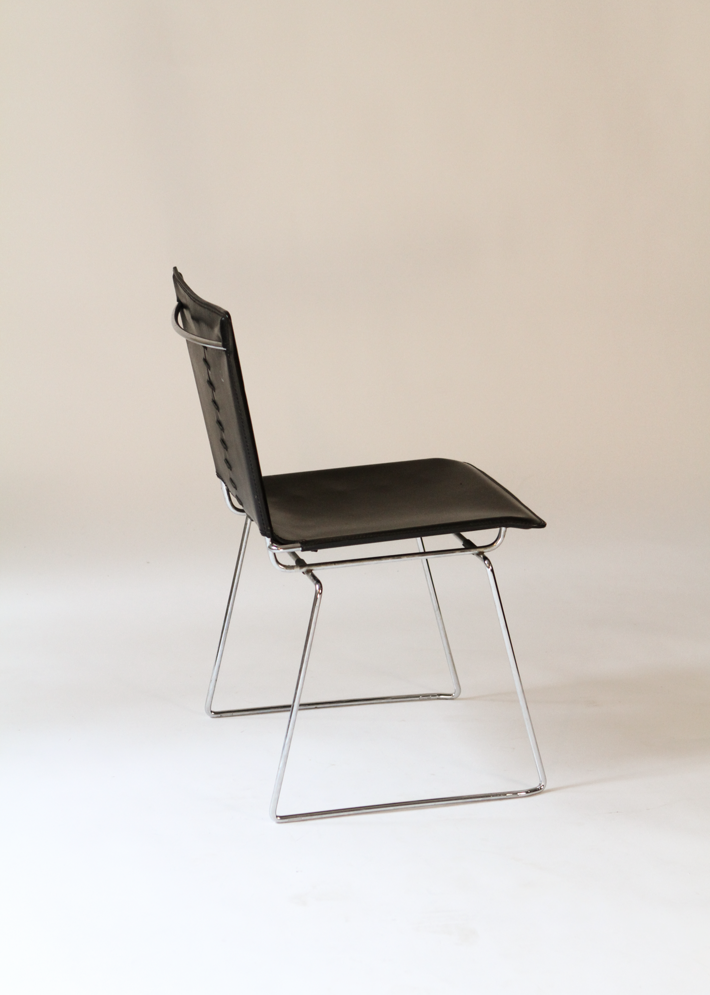 (2) Pelle Leather and Chrome Dining Chairs
