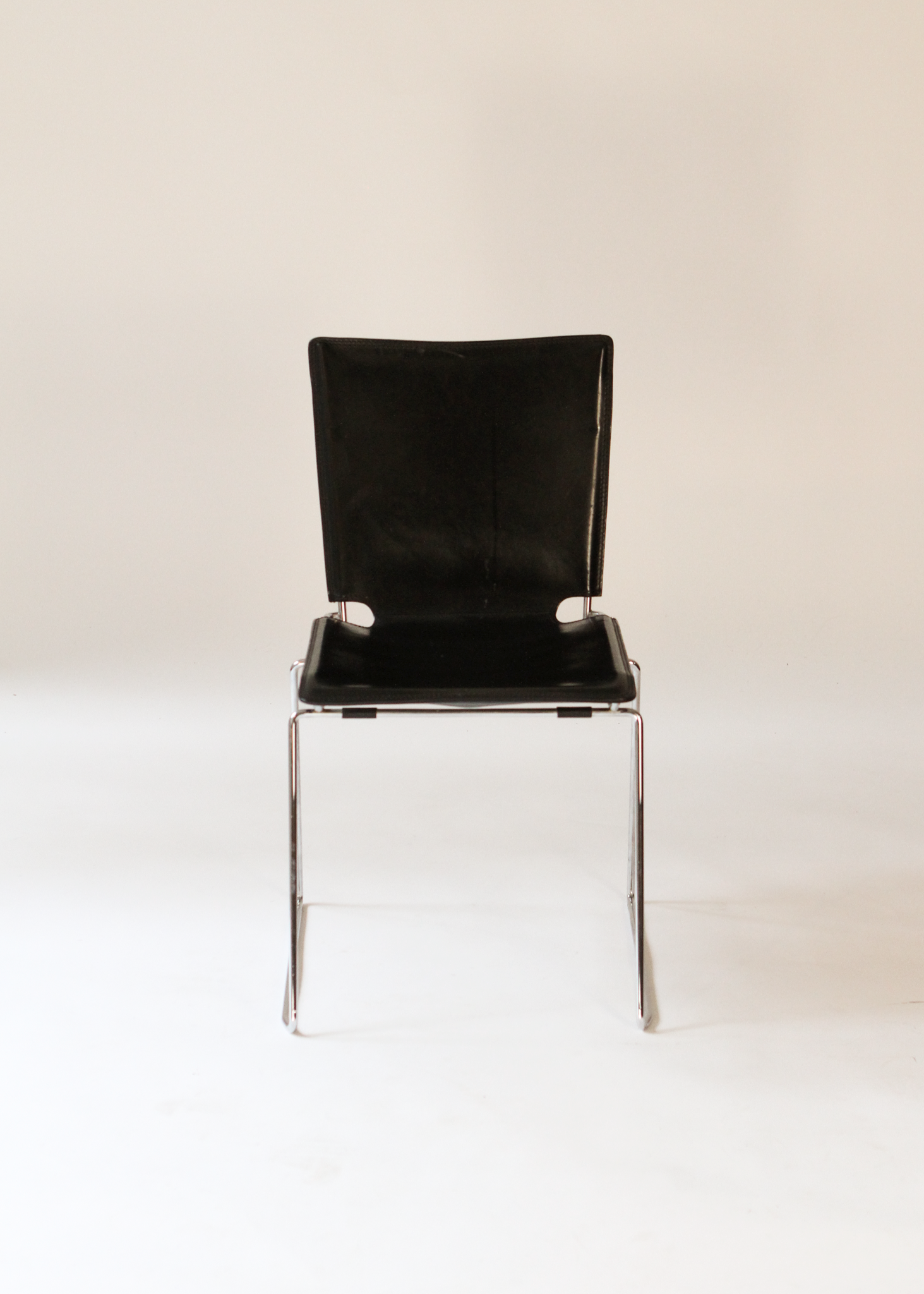 (2) Pelle Leather and Chrome Dining Chairs