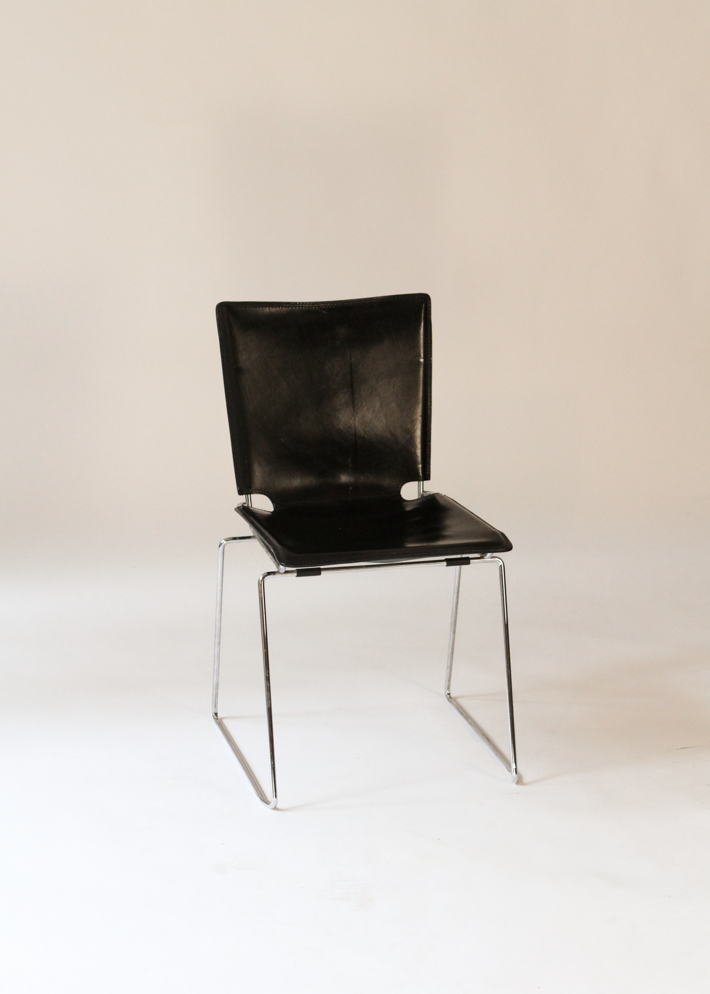 (2) Pelle Leather and Chrome Dining Chairs