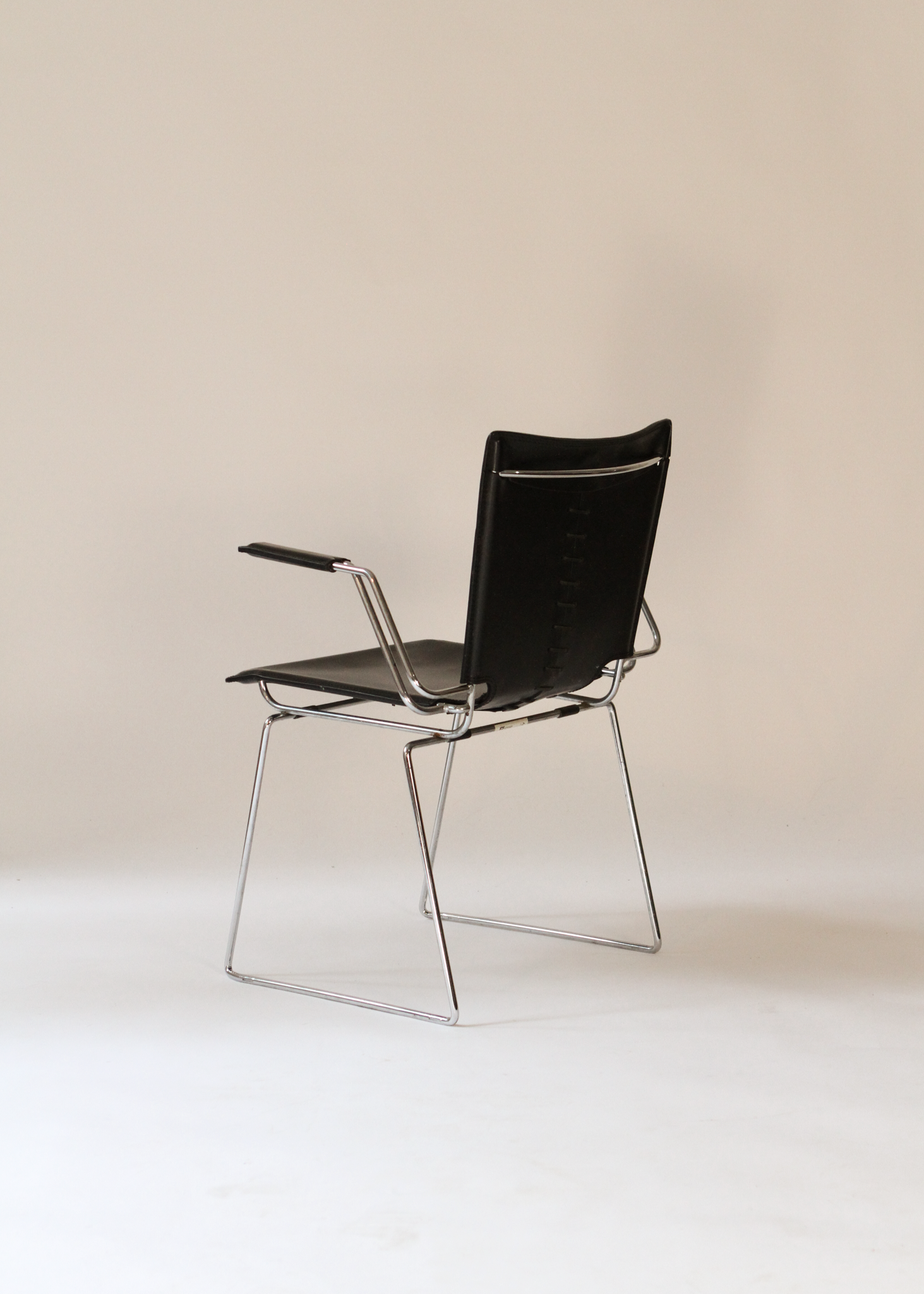 (2) Pelle Leather and Chrome Armchairs