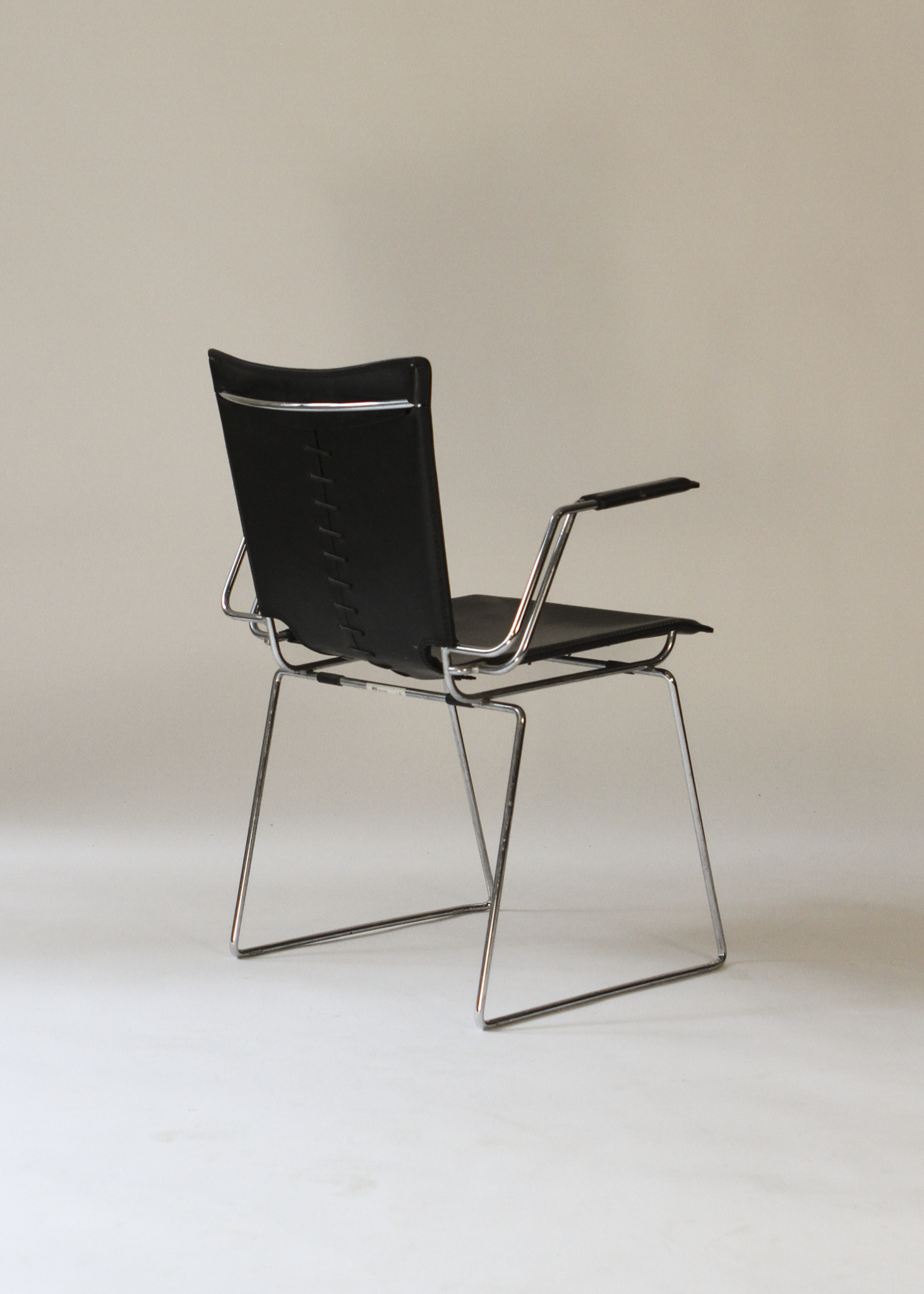 (2) Pelle Leather and Chrome Armchairs