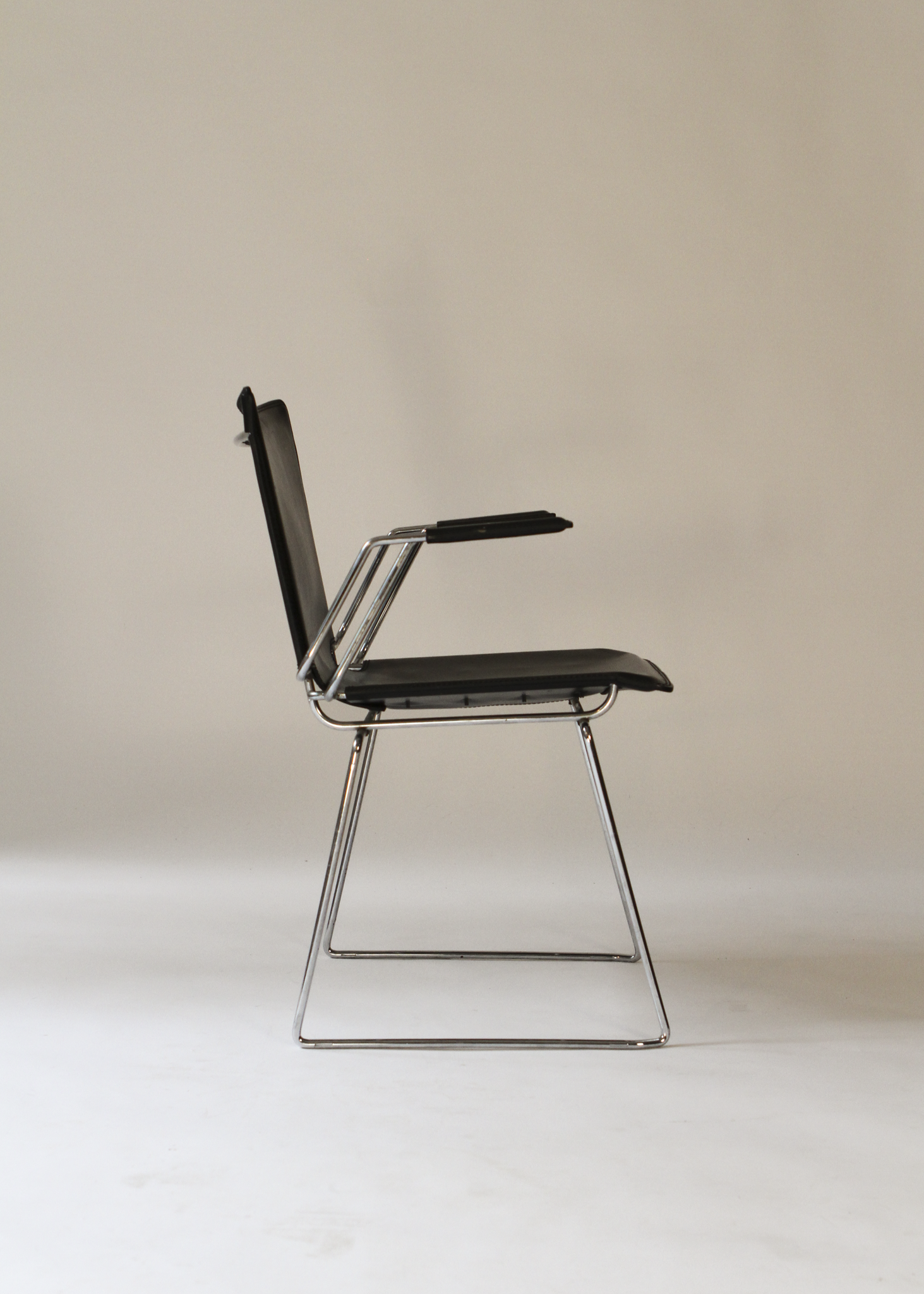 (2) Pelle Leather and Chrome Armchairs