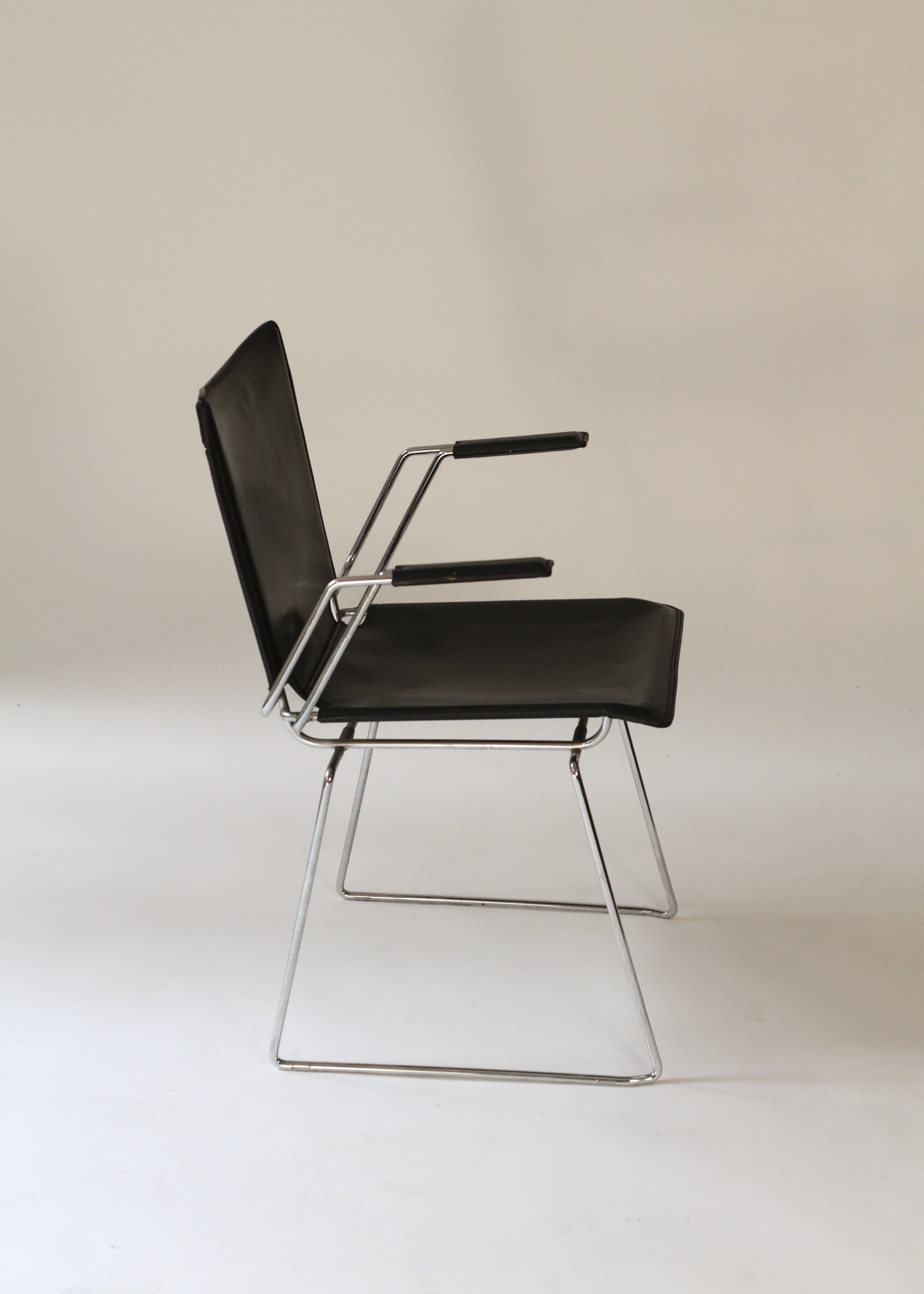 (2) Pelle Leather and Chrome Armchairs
