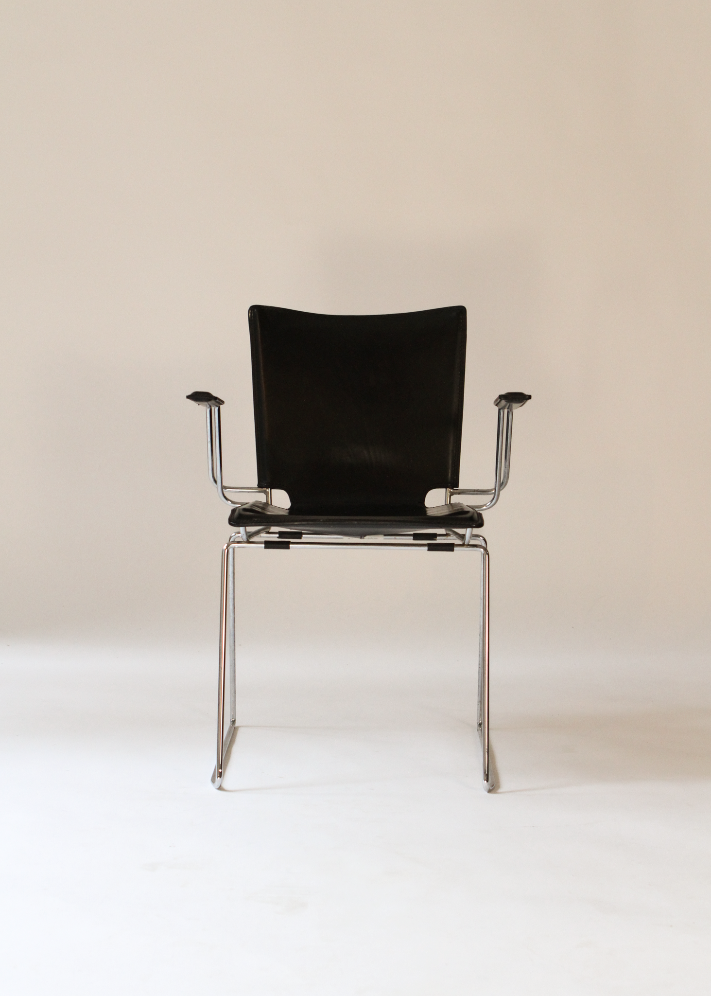 (2) Pelle Leather and Chrome Armchairs