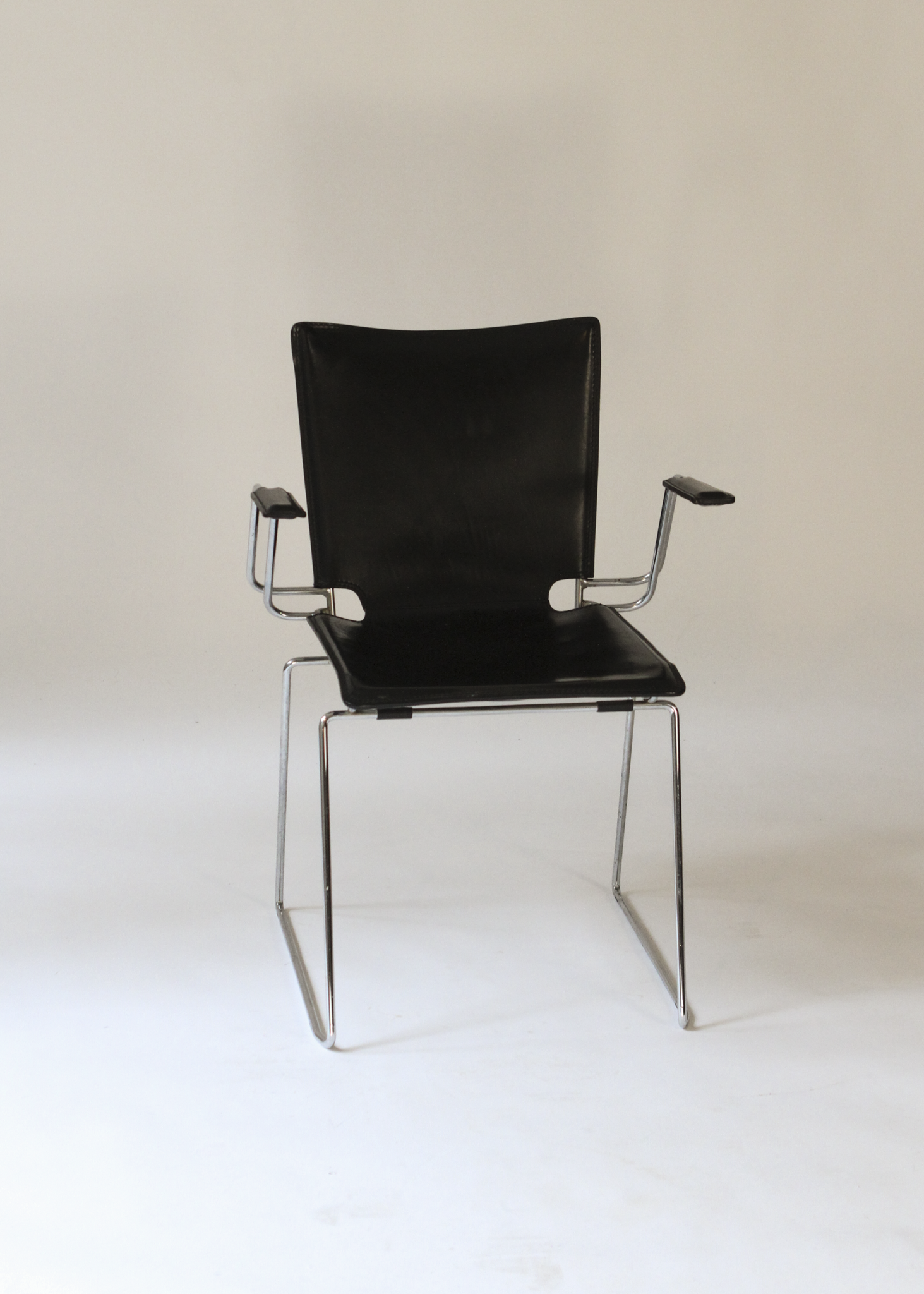 (2) Pelle Leather and Chrome Armchairs