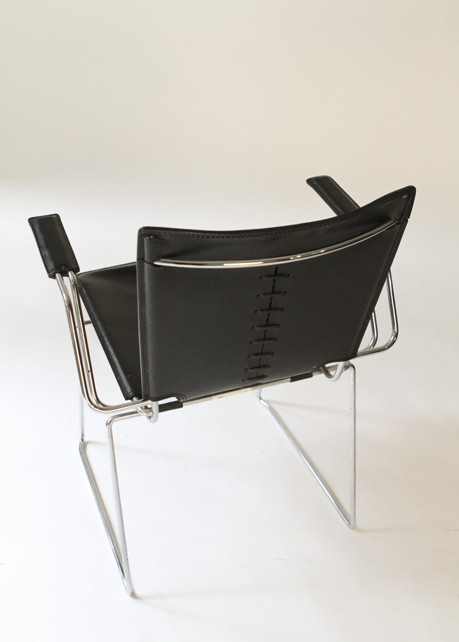(2) Pelle Leather and Chrome Armchairs