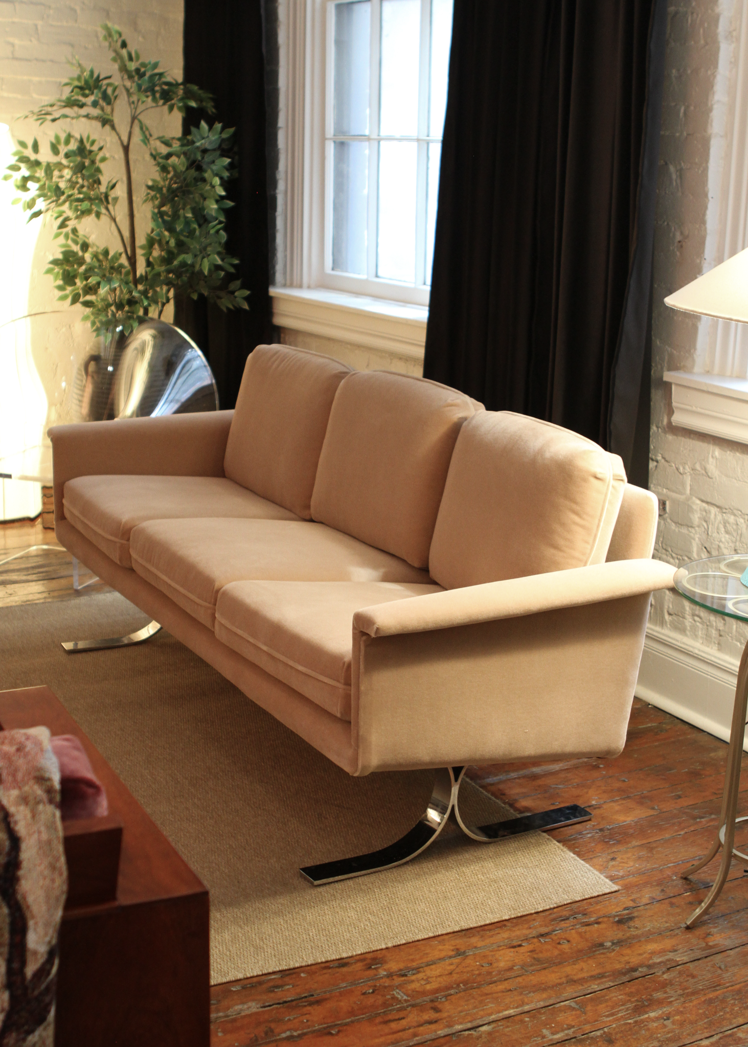 Vintage Velvet Three Seat Sofa