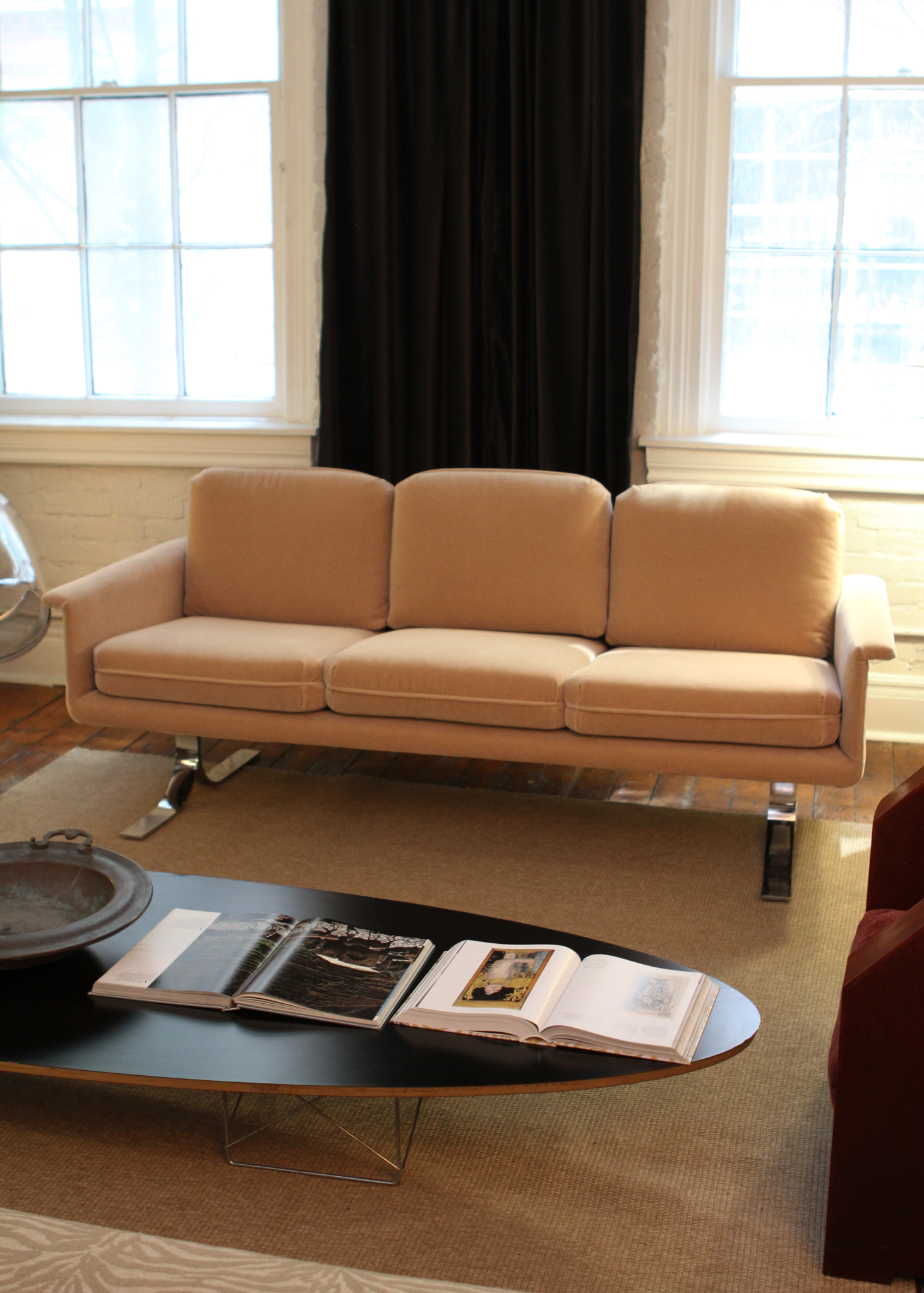 Vintage Velvet Three Seat Sofa