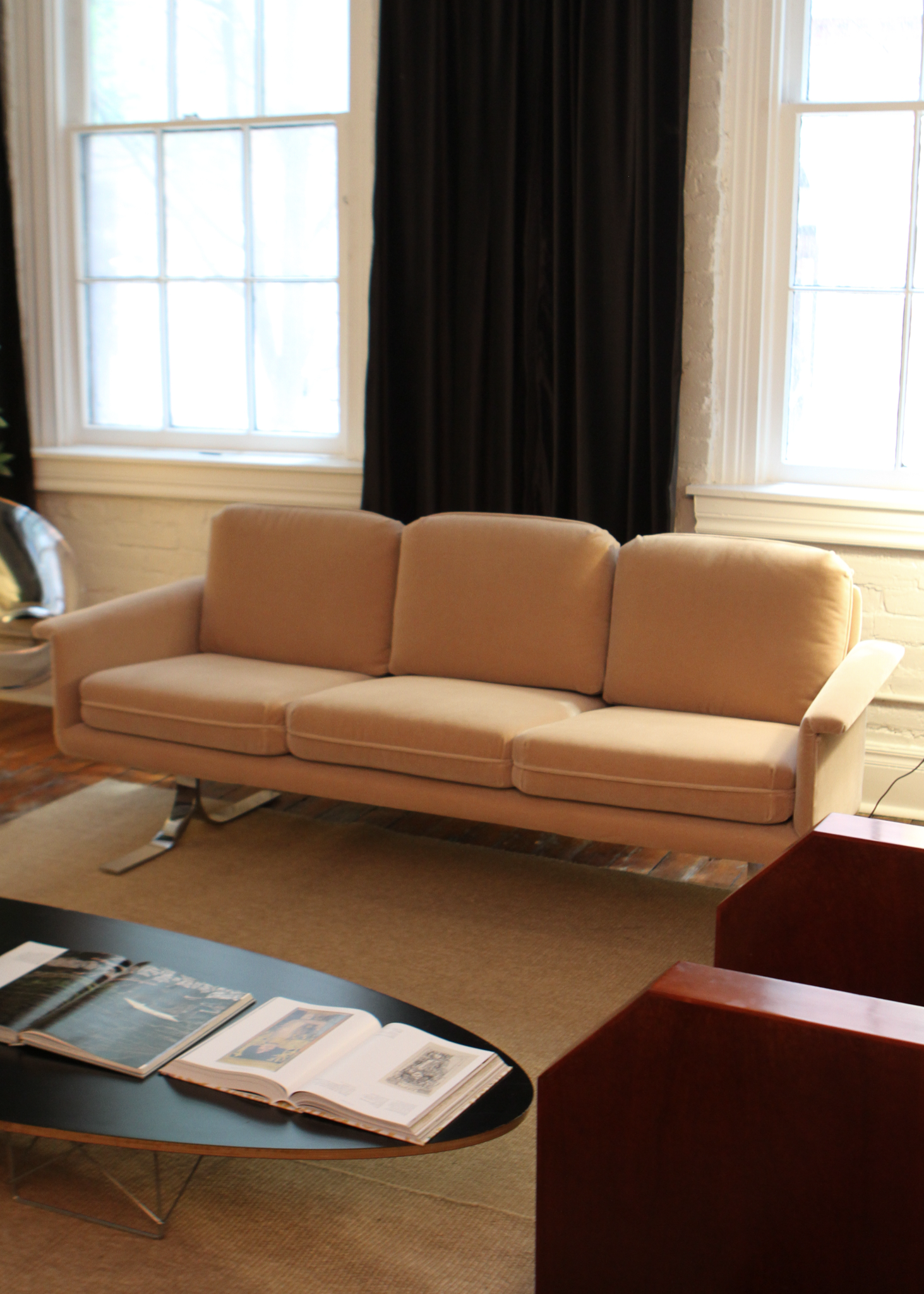 Vintage Velvet Three Seat Sofa