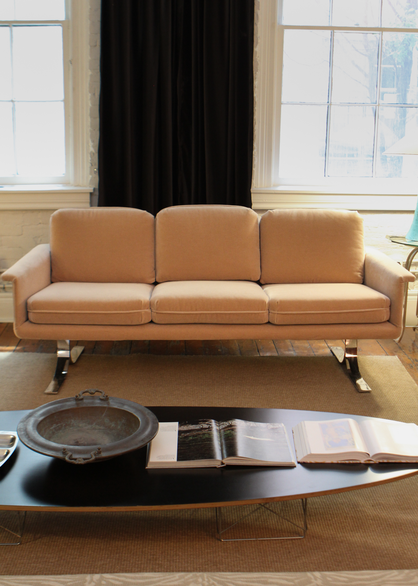 Vintage Velvet Three Seat Sofa