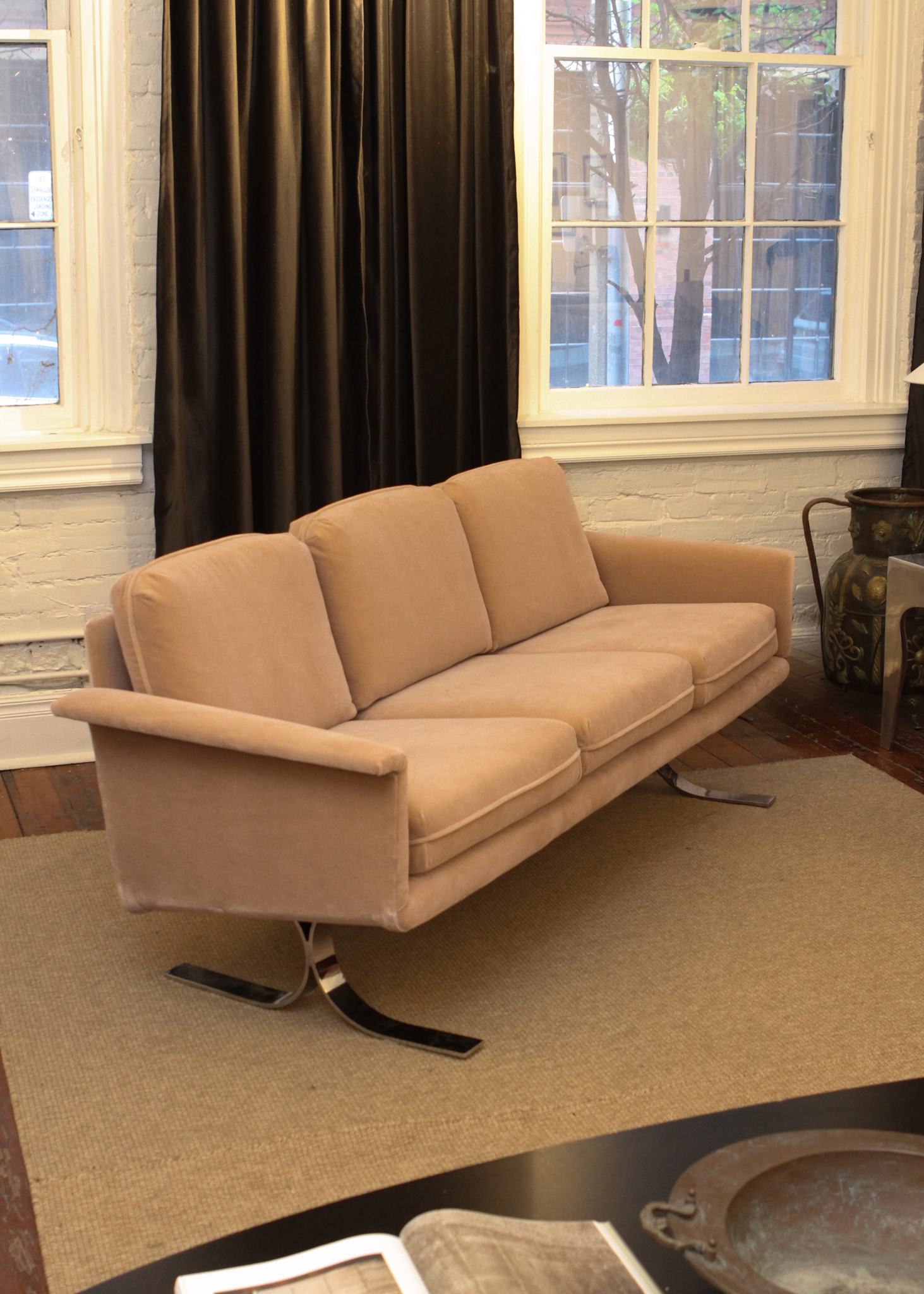 Vintage Velvet Three Seat Sofa