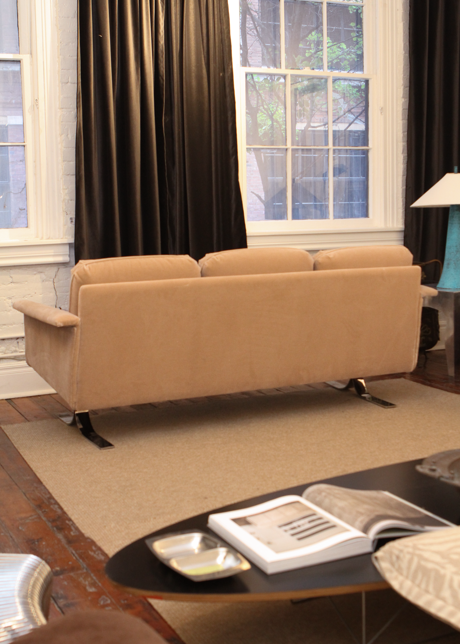 Vintage Velvet Three Seat Sofa
