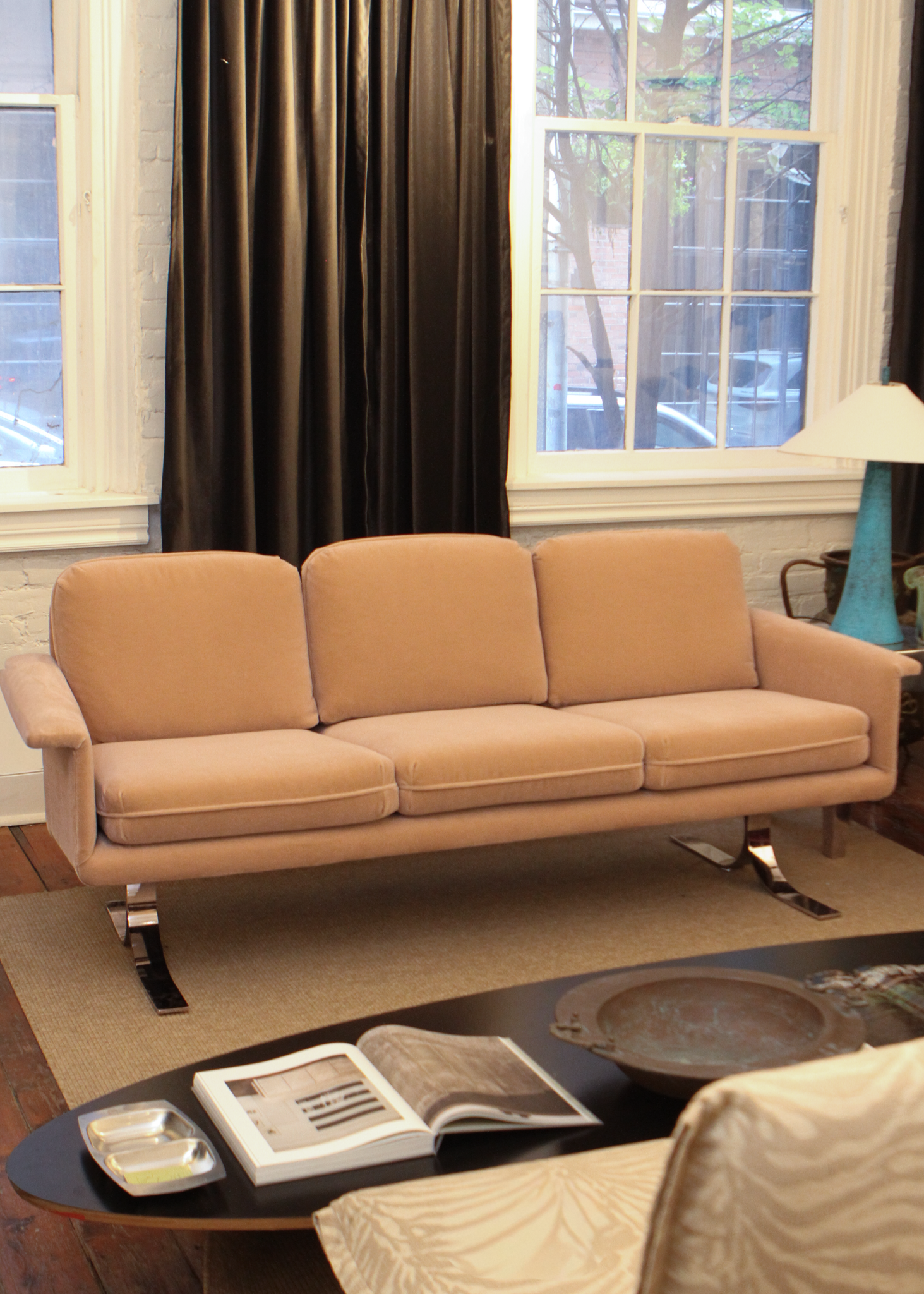 Vintage Velvet Three Seat Sofa