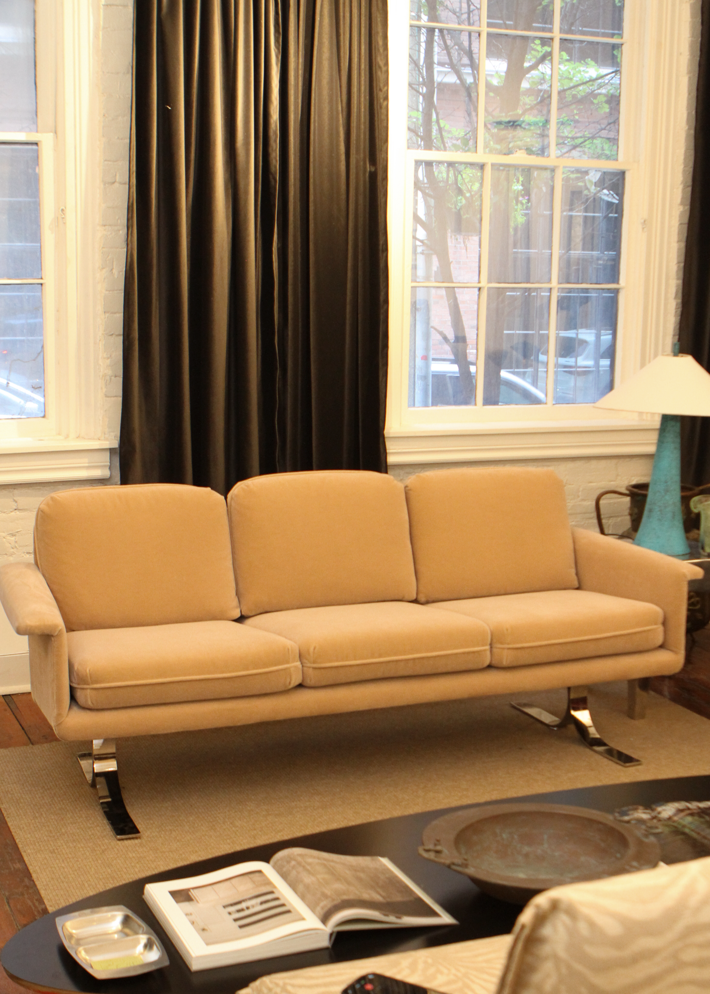 Vintage Velvet Three Seat Sofa