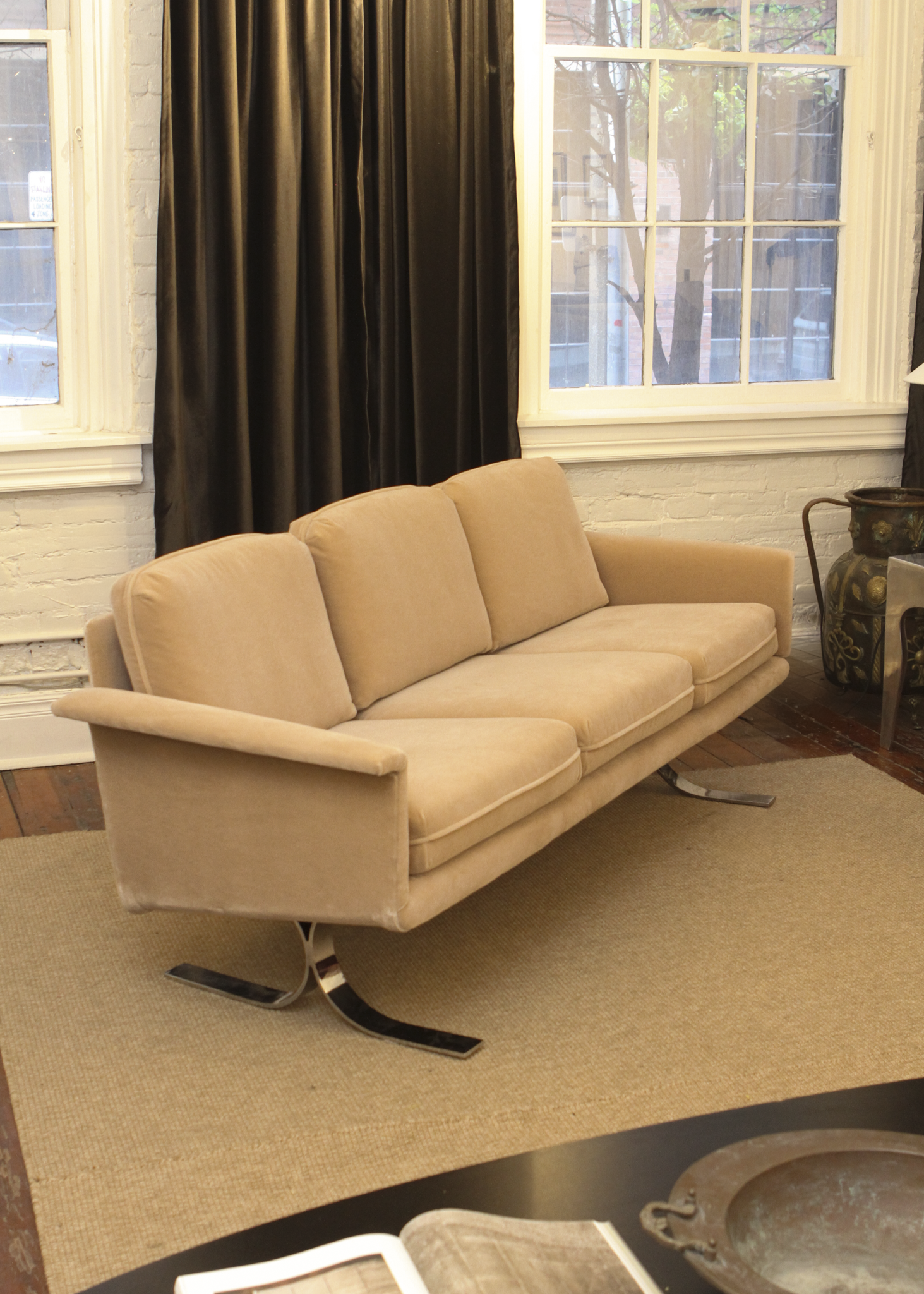 Vintage Velvet Three Seat Sofa