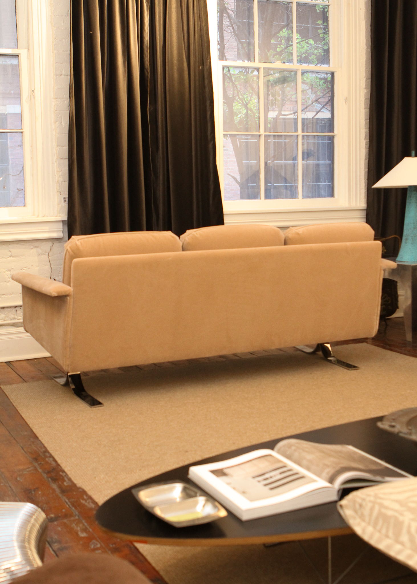 Vintage Velvet Three Seat Sofa