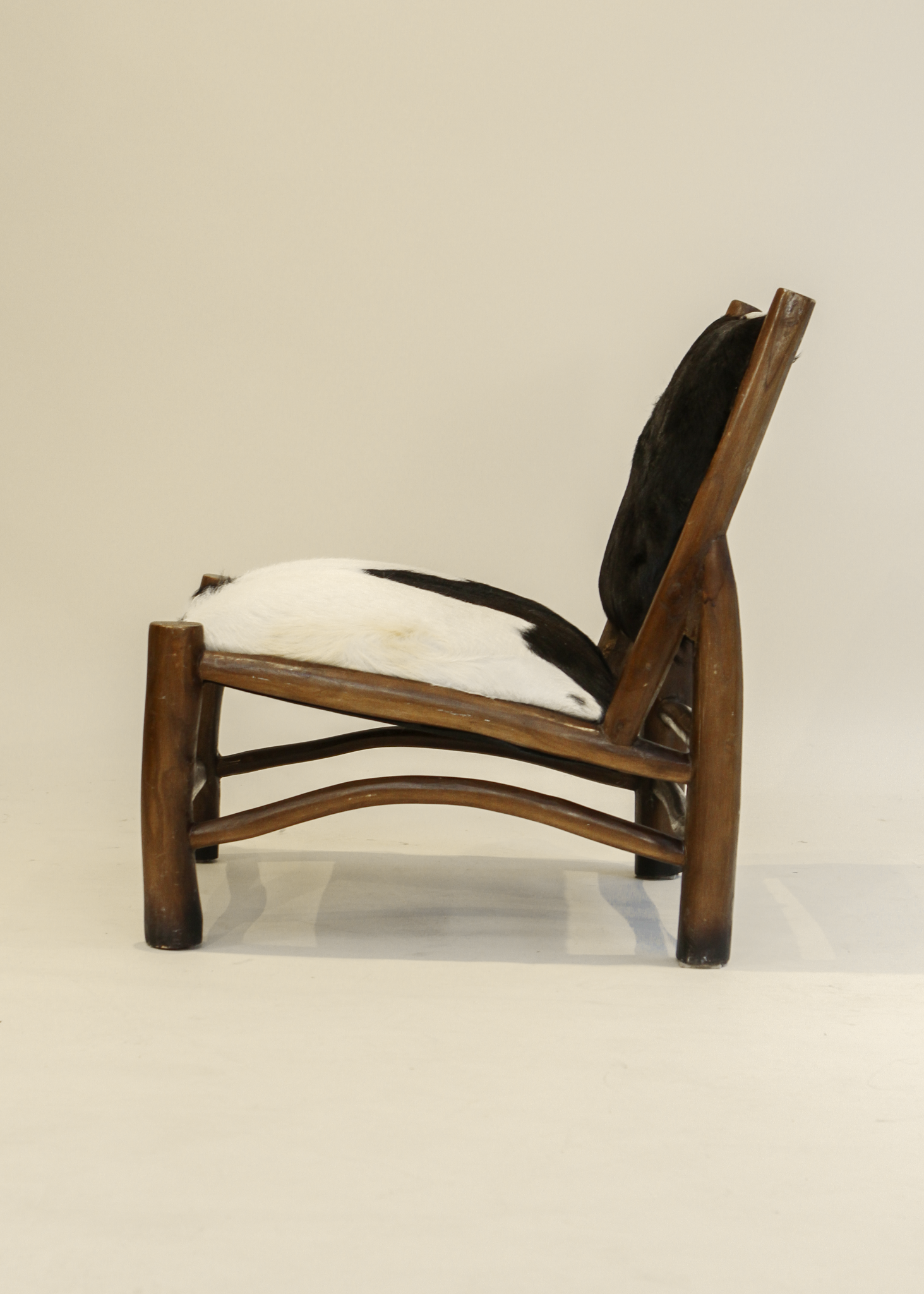 Wood and Goatskin Lounge Chair