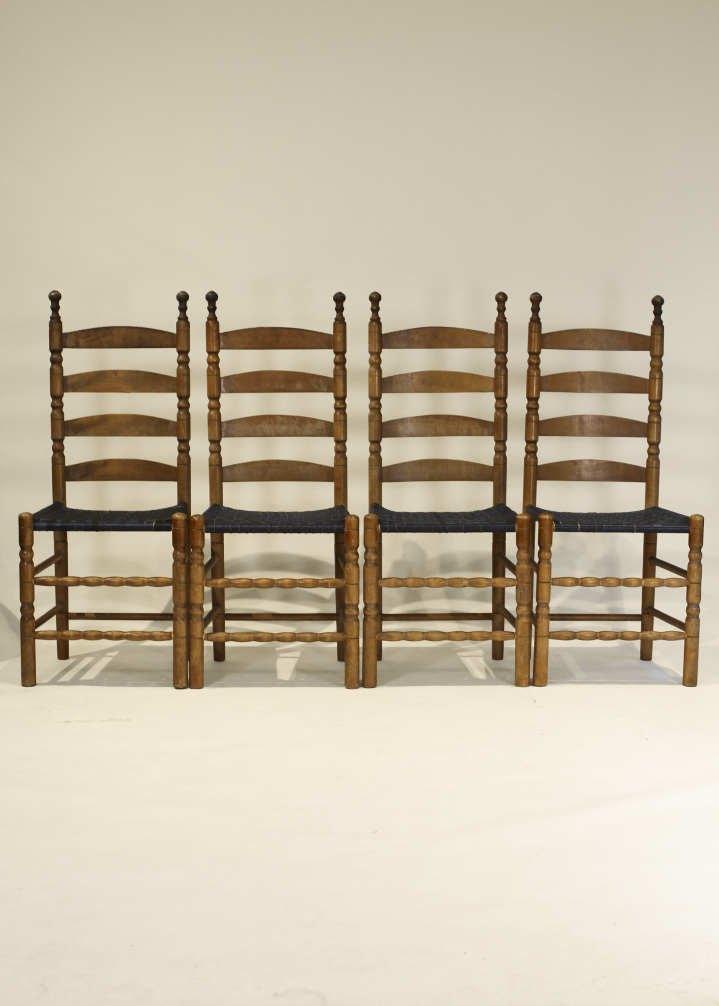 (4) Leather Weaved Ladderback Chairs