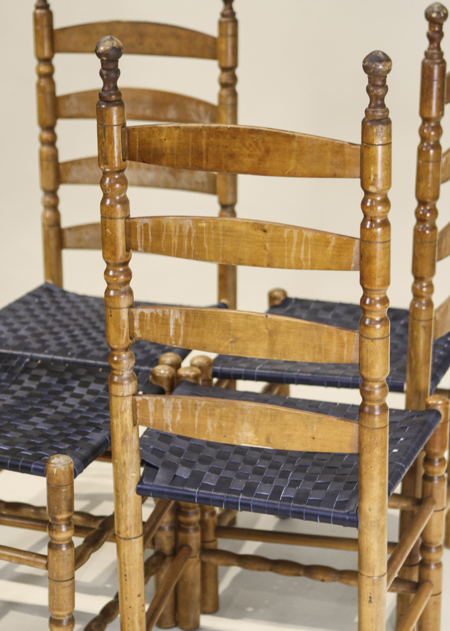 (4) Leather Weaved Ladderback Chairs