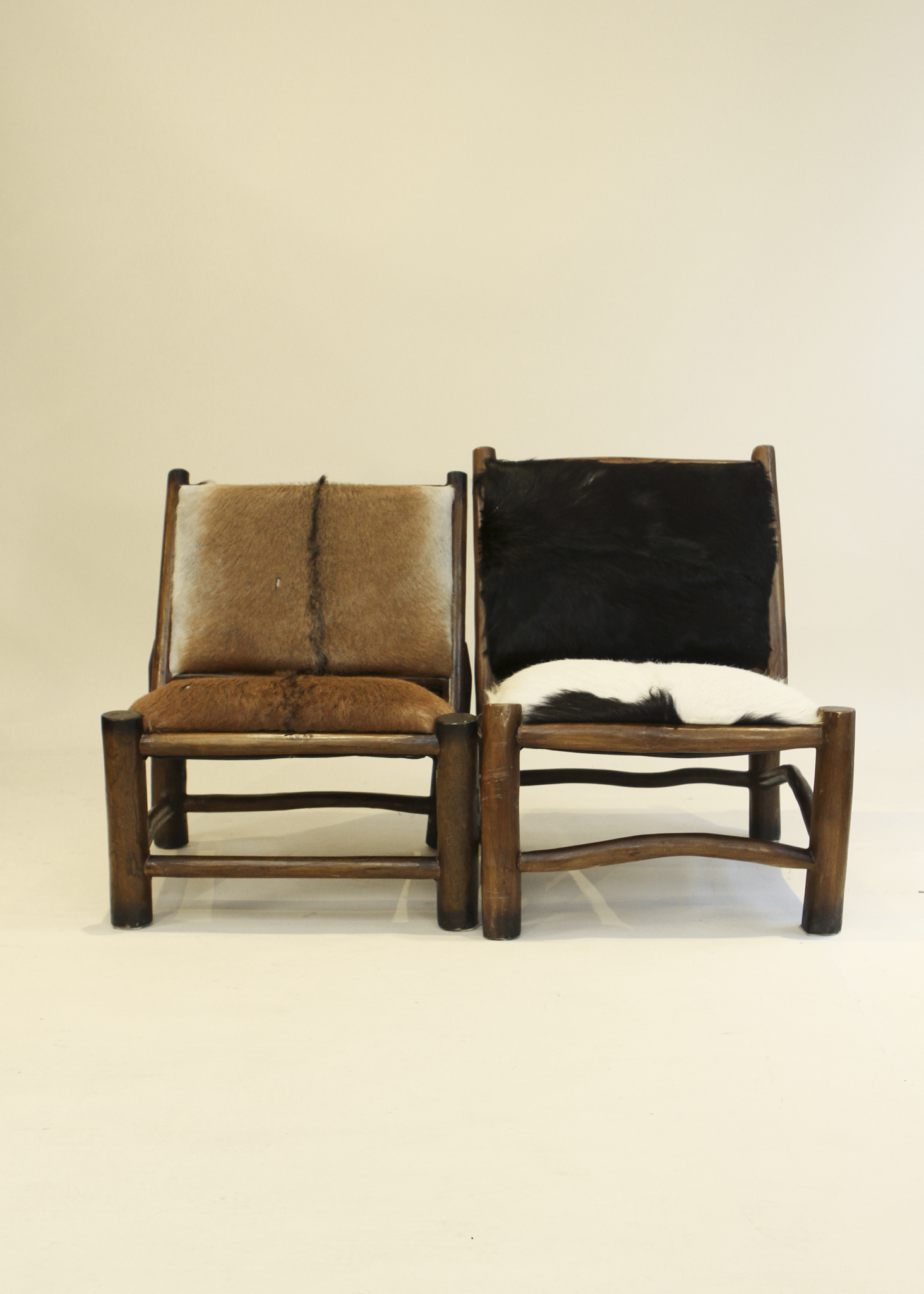 Wood and Goatskin Lounge Chair